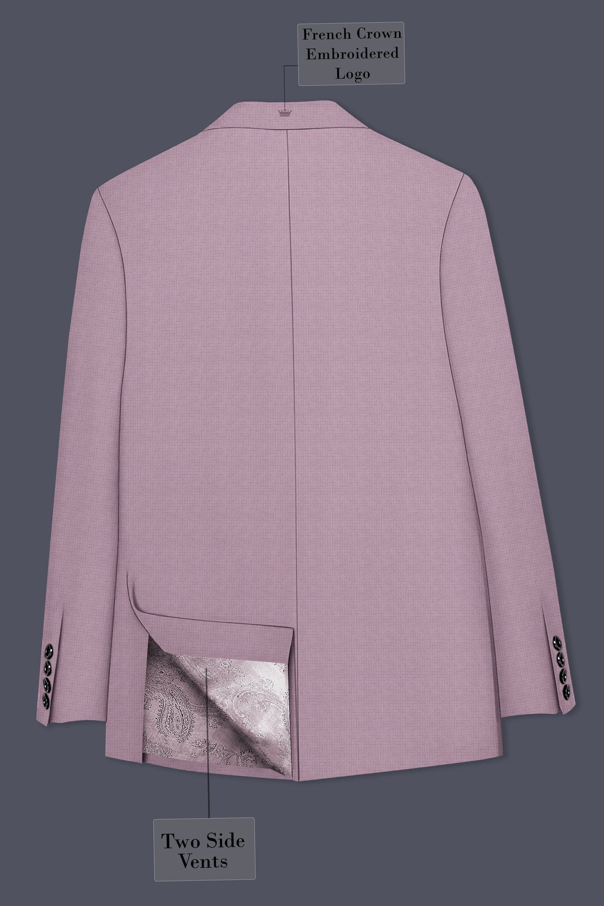 Regalia-Mountbatten Pink Diamond Textured Wool Rich Slight Stretch Peak Lapel Tuxedo Suit