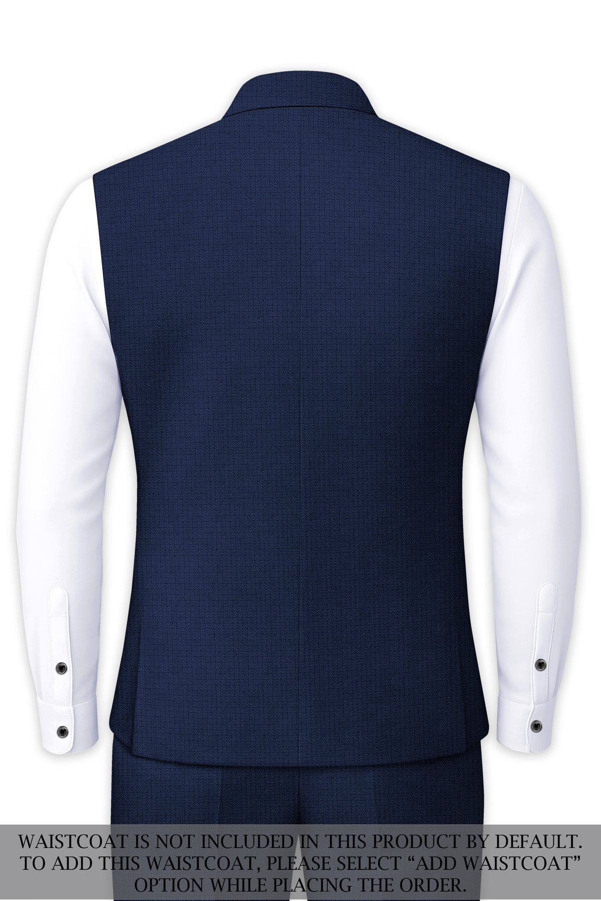 Regent-Ebony Blue Diamond Textured Wool Rich Slight Stretch Bandhgala Suit