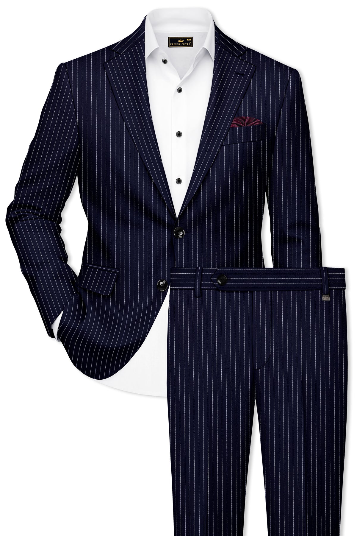 Mariner-Denim Blue And Bright White Chalk Striped Wool Rich Wrinkle-Free Fluid Drape Fabric Single Breasted Suit