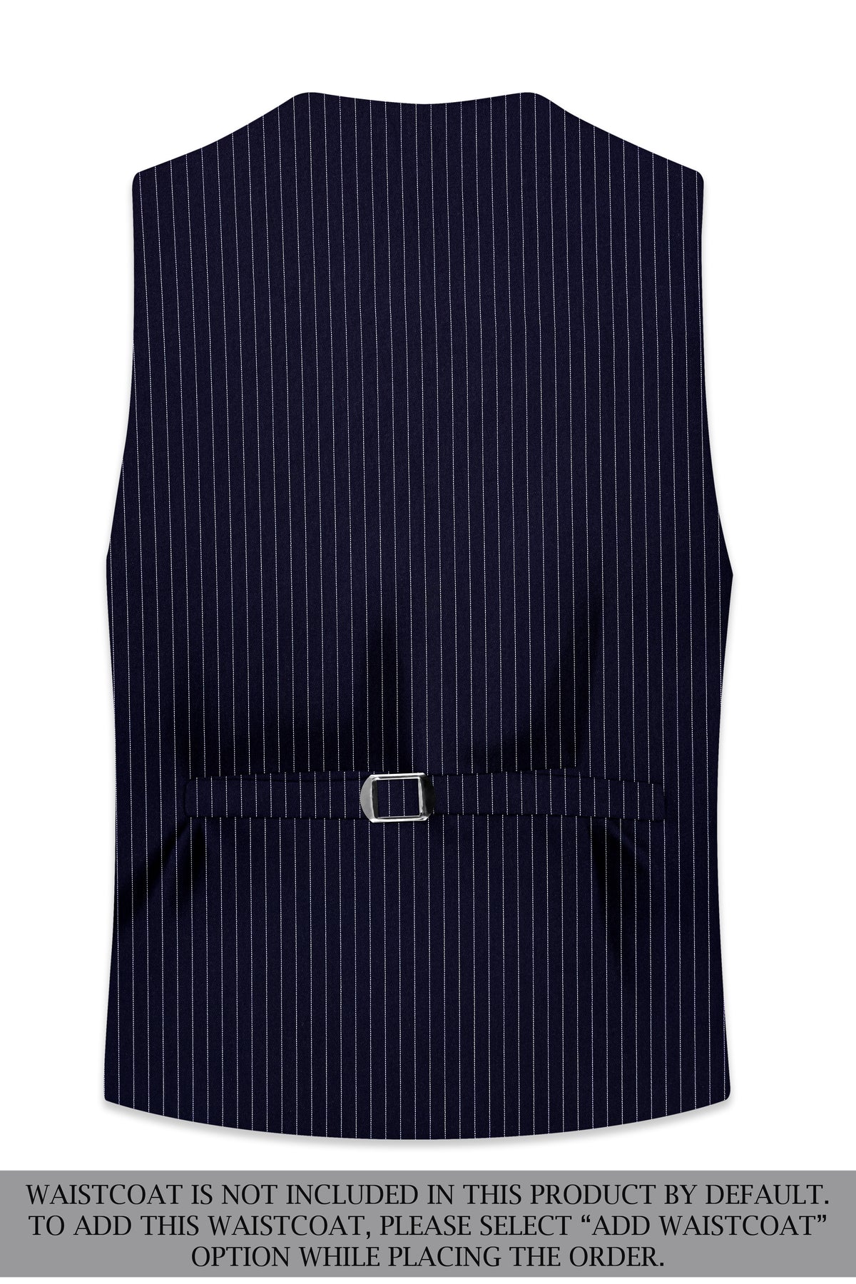Mariner-Denim Blue And Bright White Chalk Striped Wool Rich Wrinkle-Free Fluid Drape Fabric Peak Lapel Tuxedo Suit