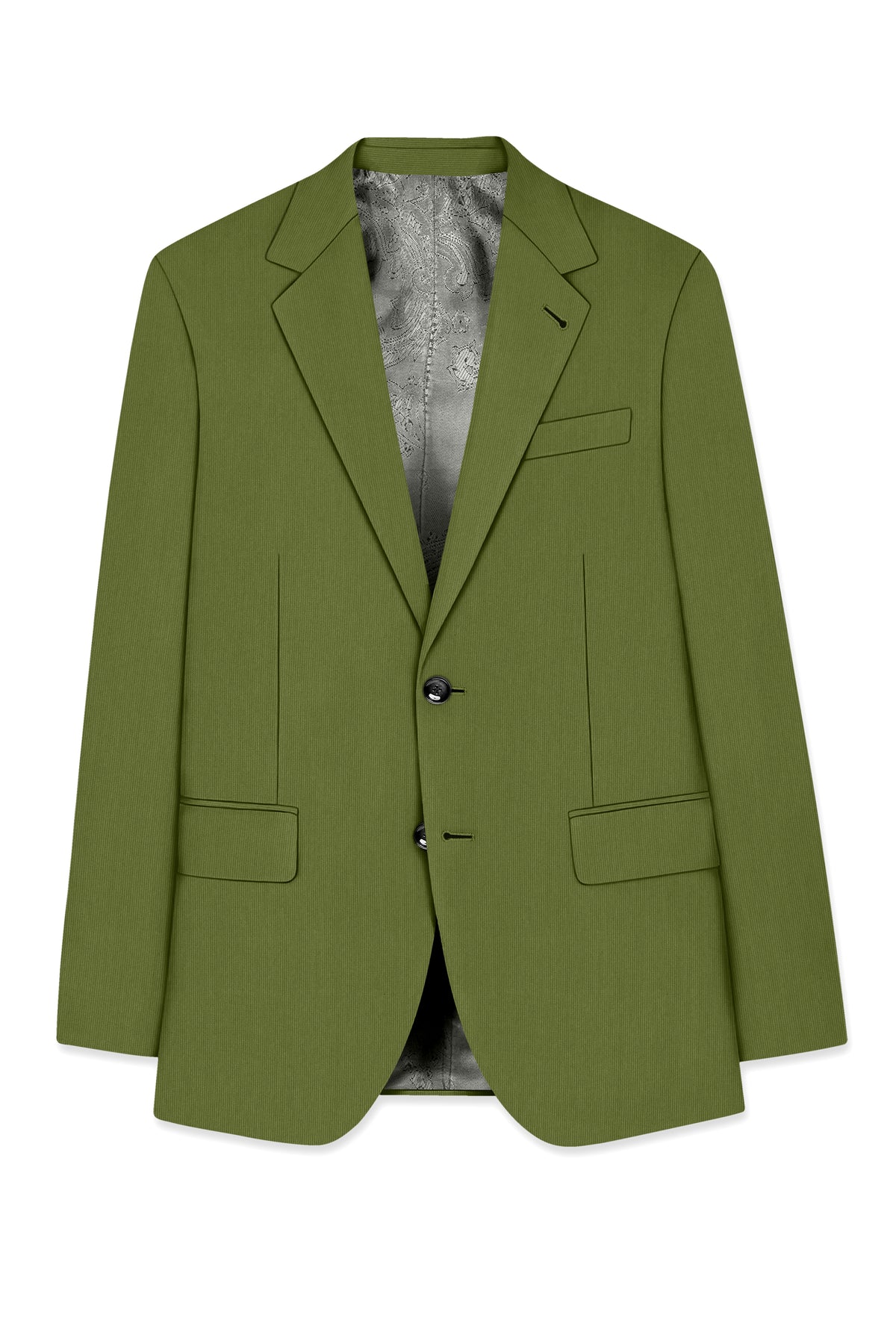 Hunter-Muddy Green Diamond Textured Wool Rich Slight Stretch Single Breasted Suit
