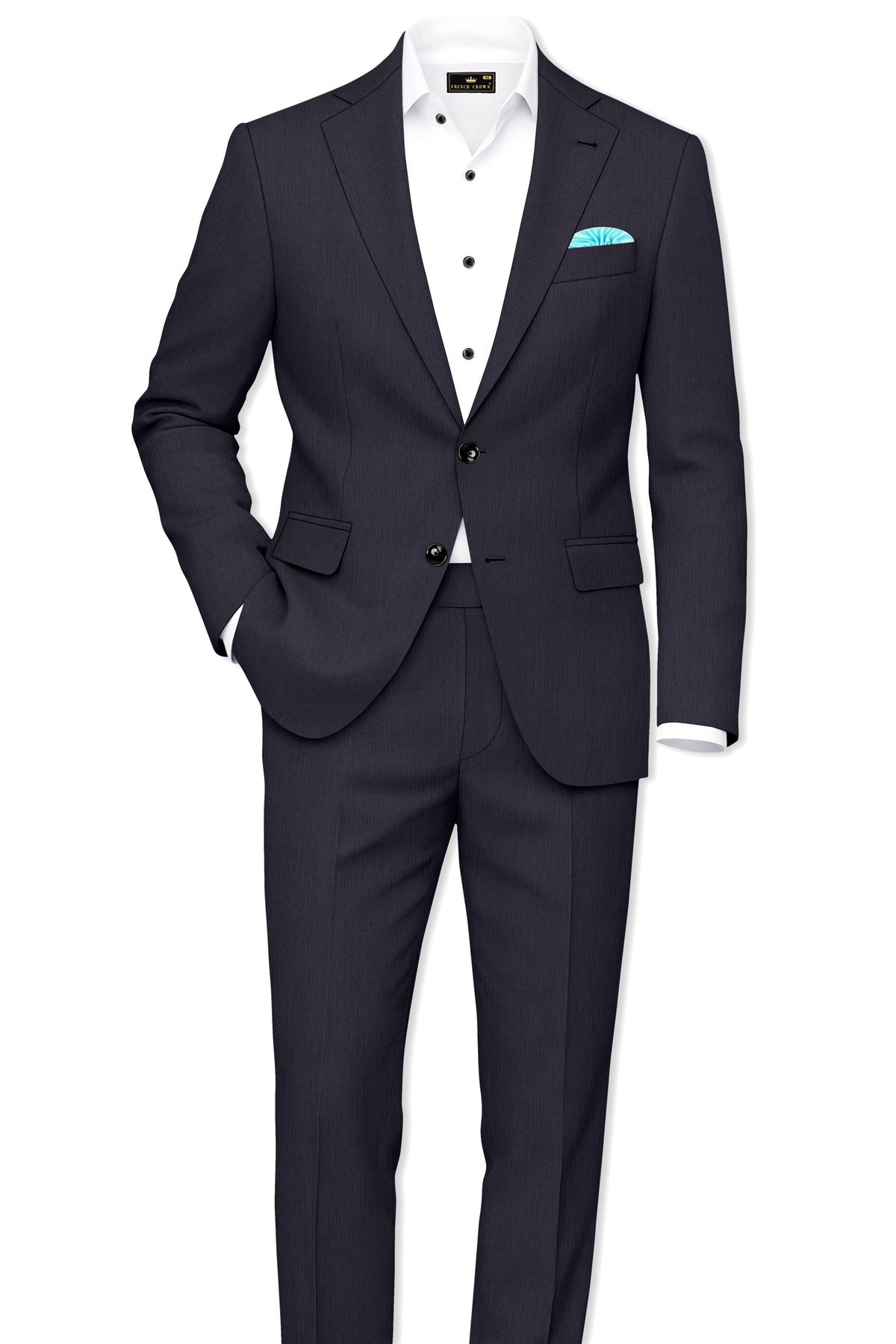 Aurelio-Charade Gray Diamond Textured Wool Rich Slight Stretch Single Breasted Suit