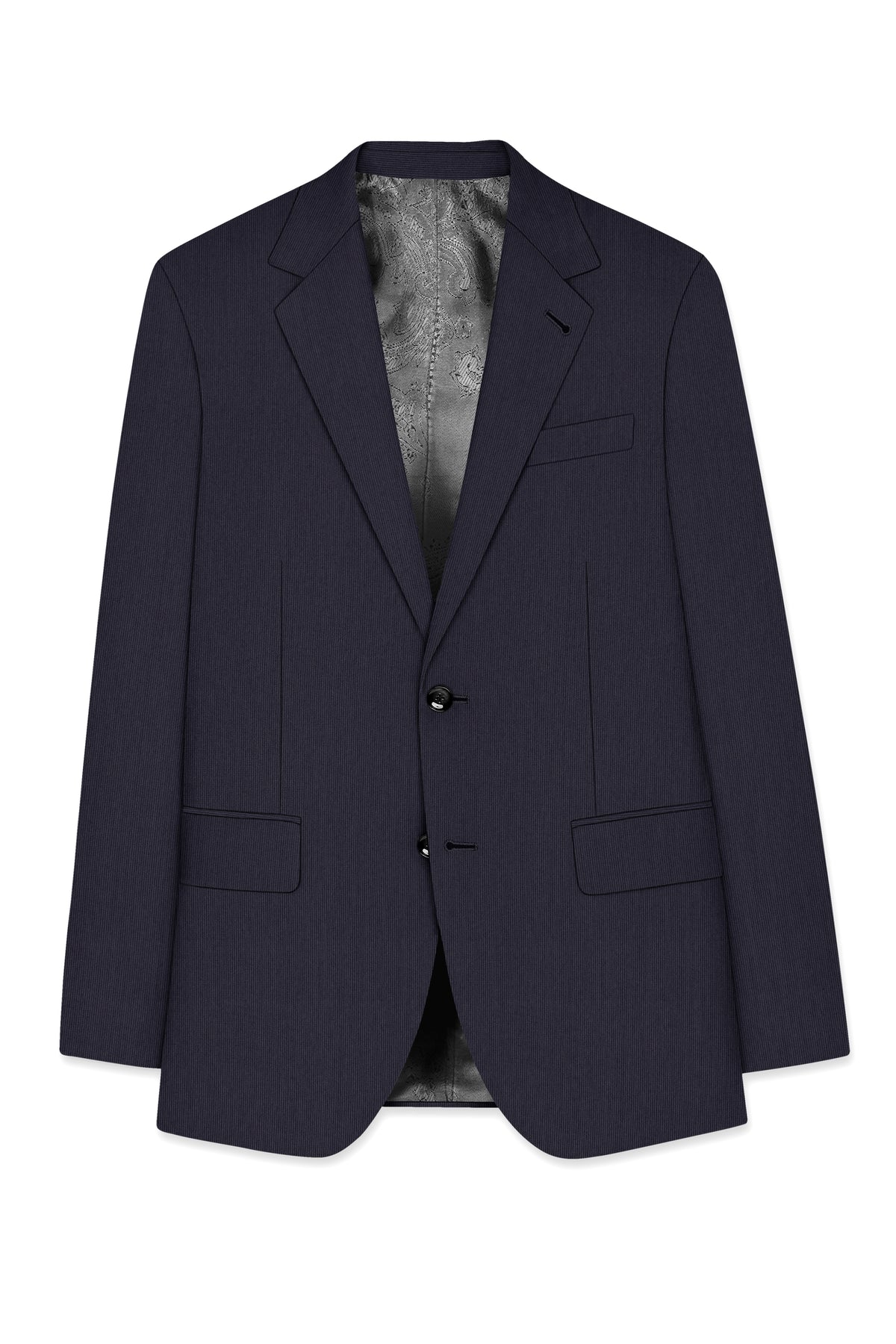 Aurelio-Charade Gray Diamond Textured Wool Rich Slight Stretch Single Breasted Suit