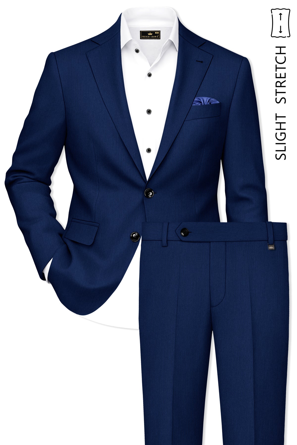 Velmont-Bunting Blue Diamond Textured Wool Rich Slight Stretch Single Breasted Suit