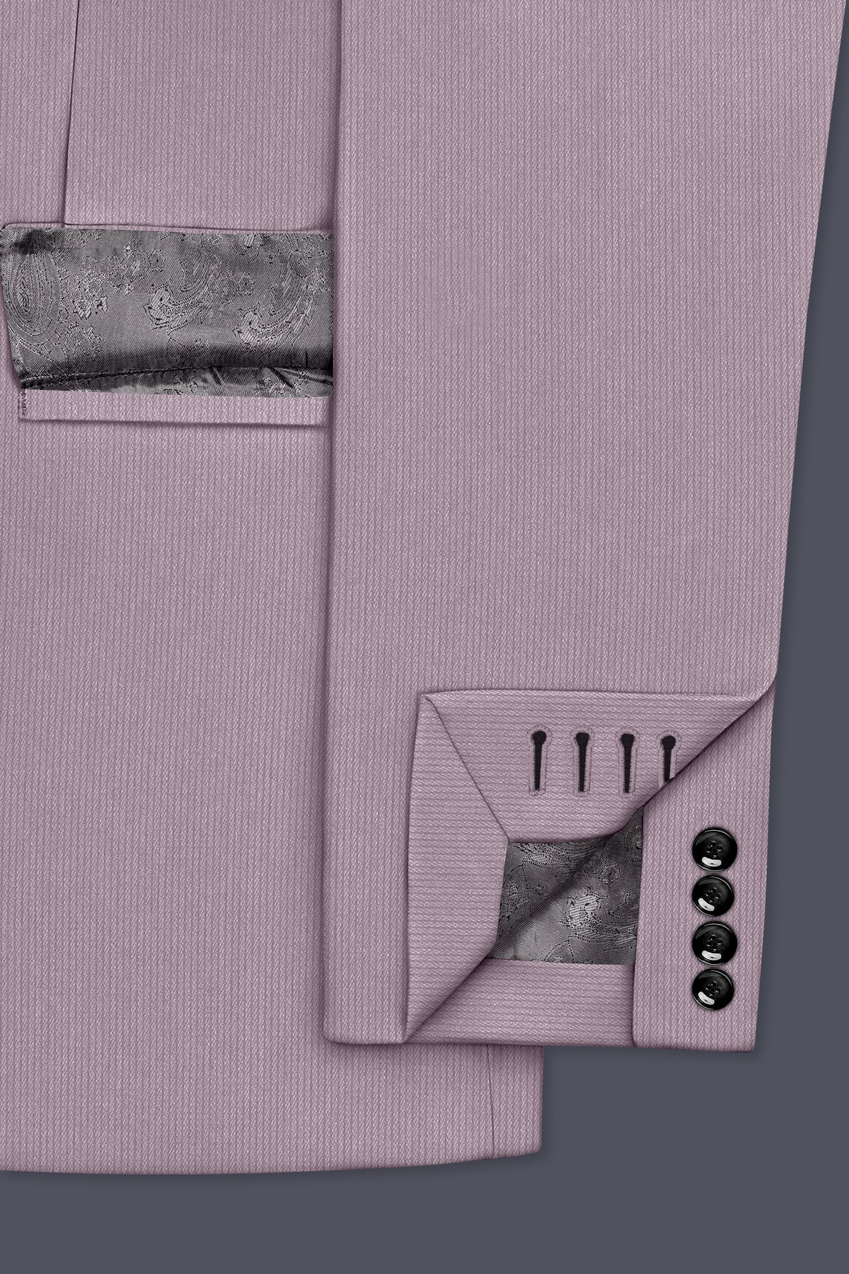 Celeste-Martini Pink Diamond Textured Wool Rich Slight Stretch Single Breasted Suit