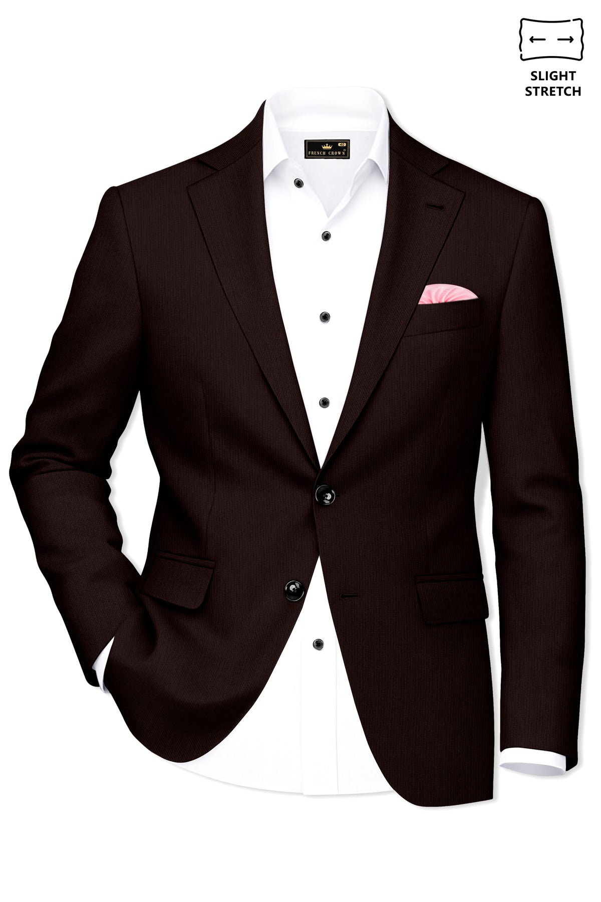 Terrano-Creole Brown Diamond Textured Wool Rich Slight Stretch Single Breasted Suit