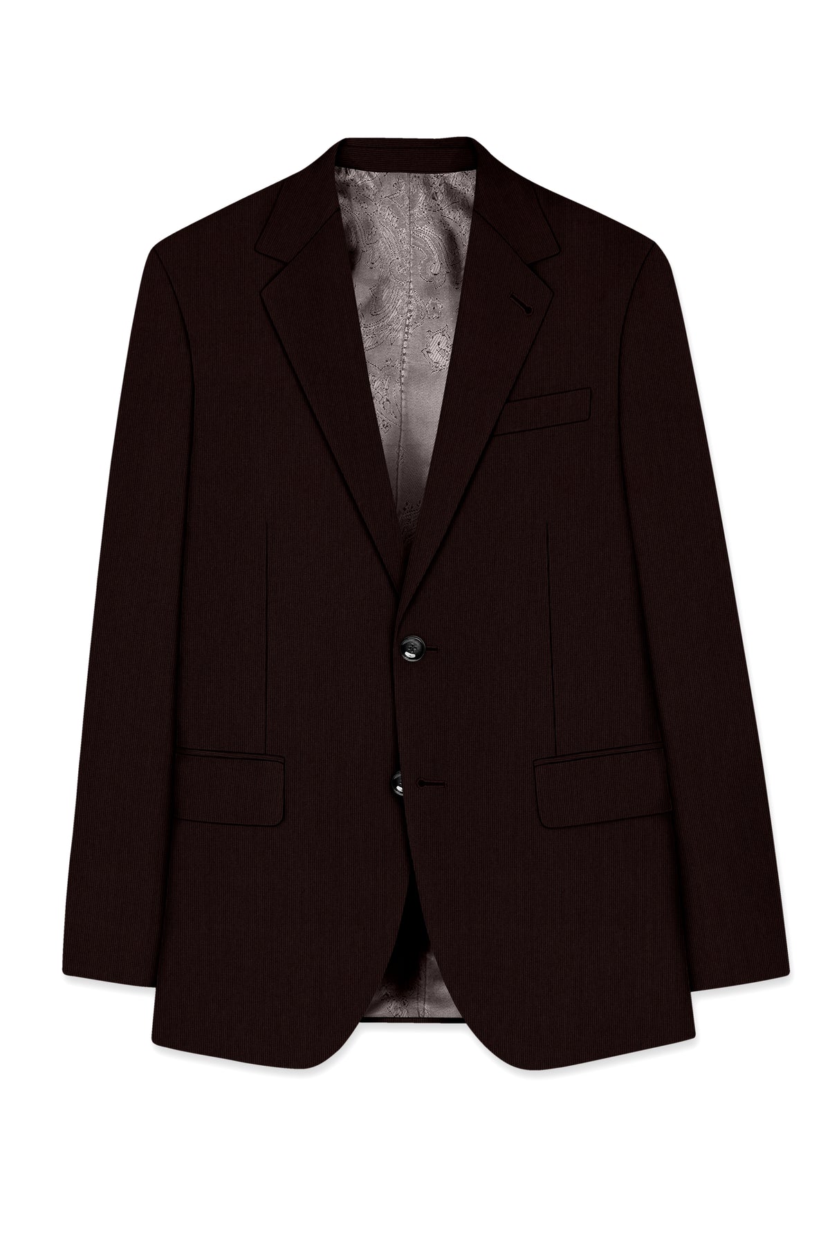 Terrano-Creole Brown Diamond Textured Wool Rich Slight Stretch Single Breasted Suit