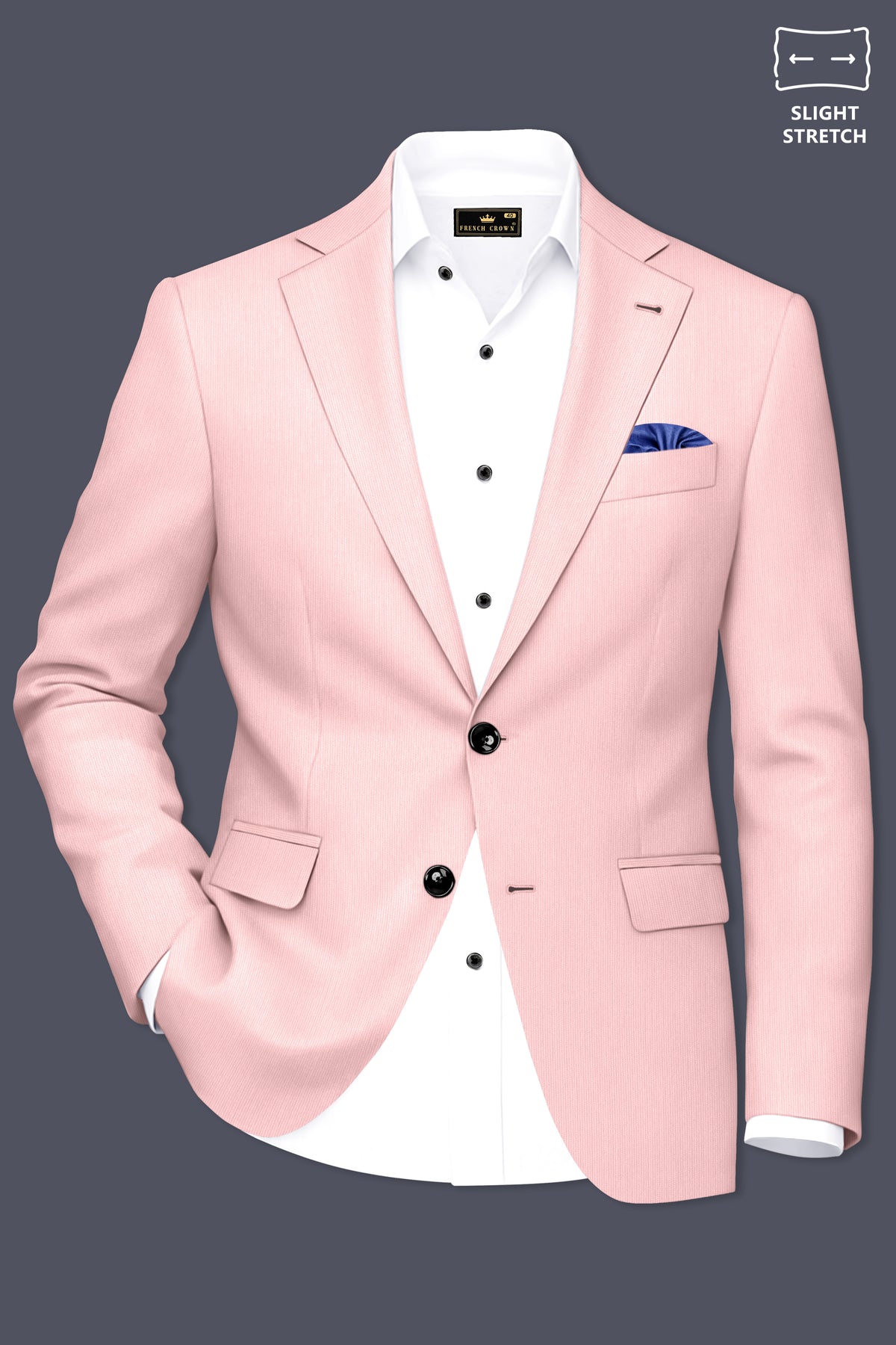 Elara-Cosmos Pink Diamond Textured Wool Rich Slight Stretch Single Breasted Suit