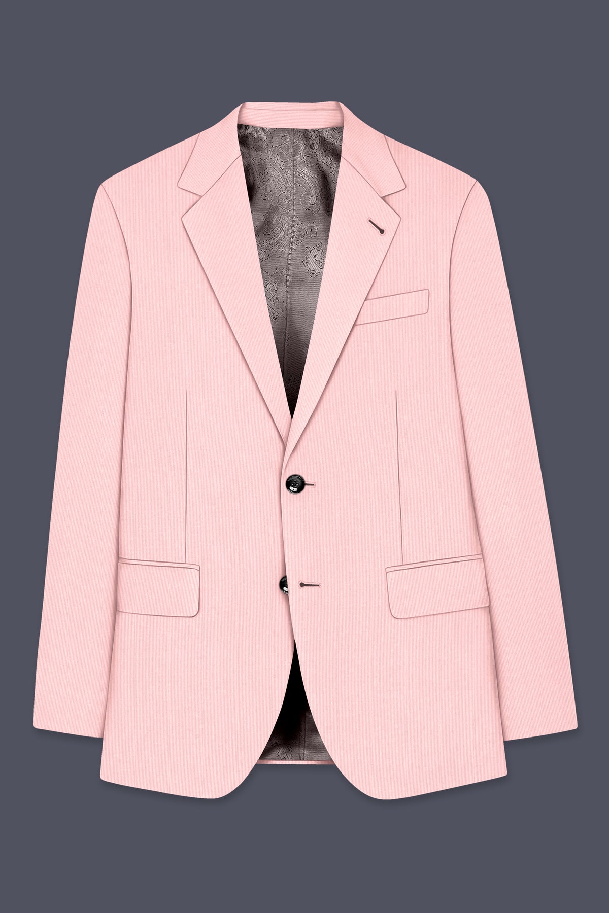 Elara-Cosmos Pink Diamond Textured Wool Rich Slight Stretch Single Breasted Suit