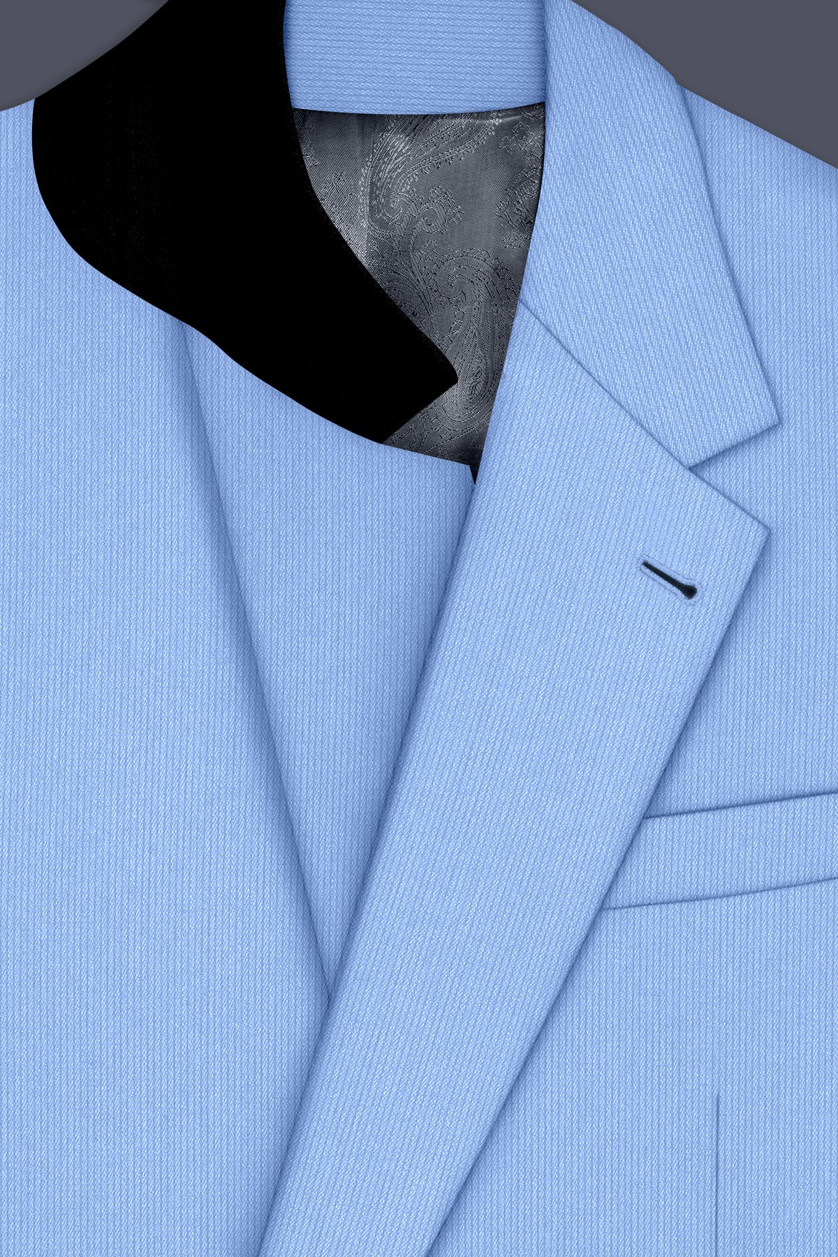 Cobalt-Jordy Blue Diamond Textured Wool Rich Slight Stretch Single Breasted Suit
