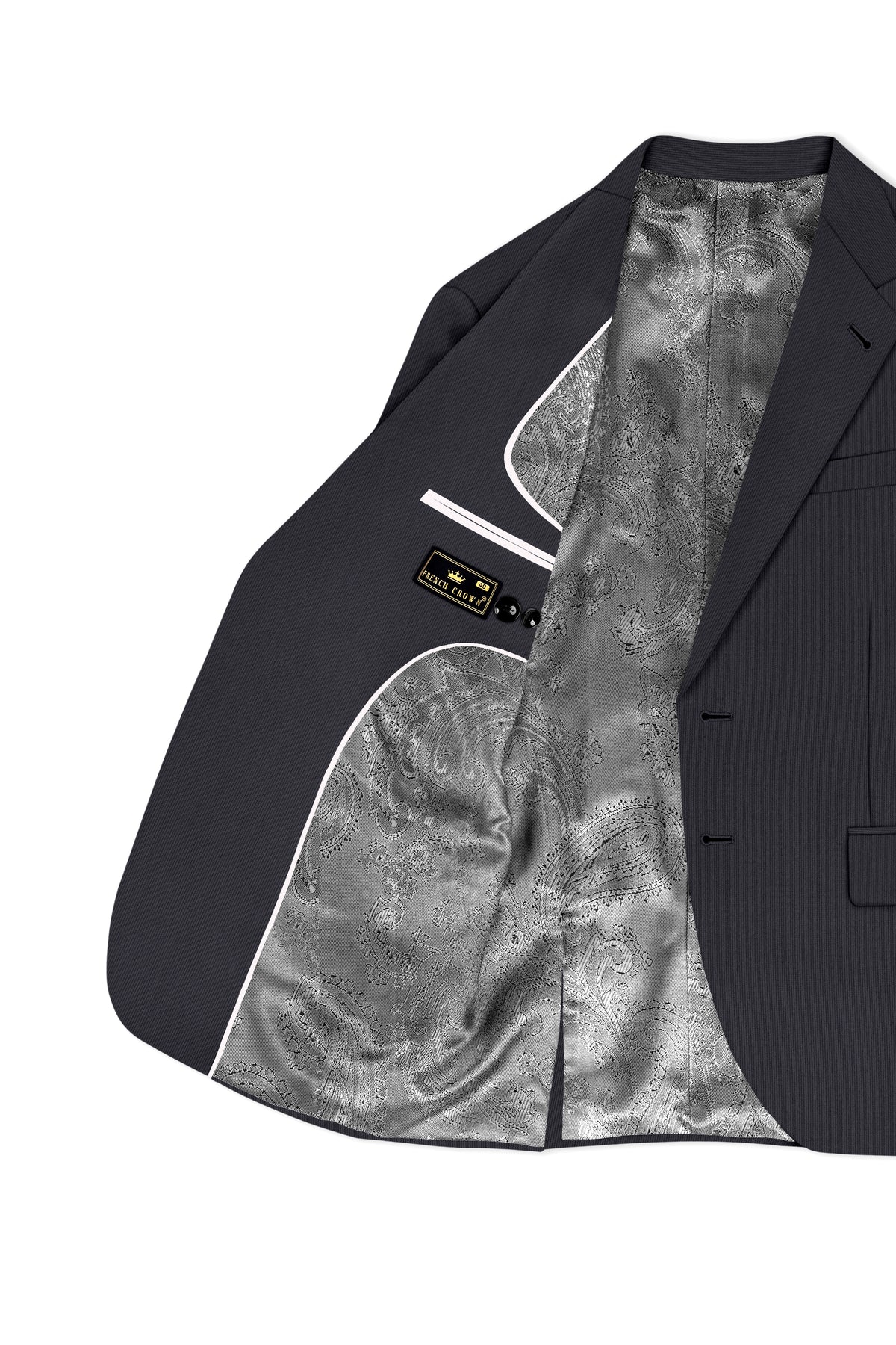 Axton-Baltic Sea Gray Diamond Textured Wool Rich Slight Stretch Single Breasted Suit