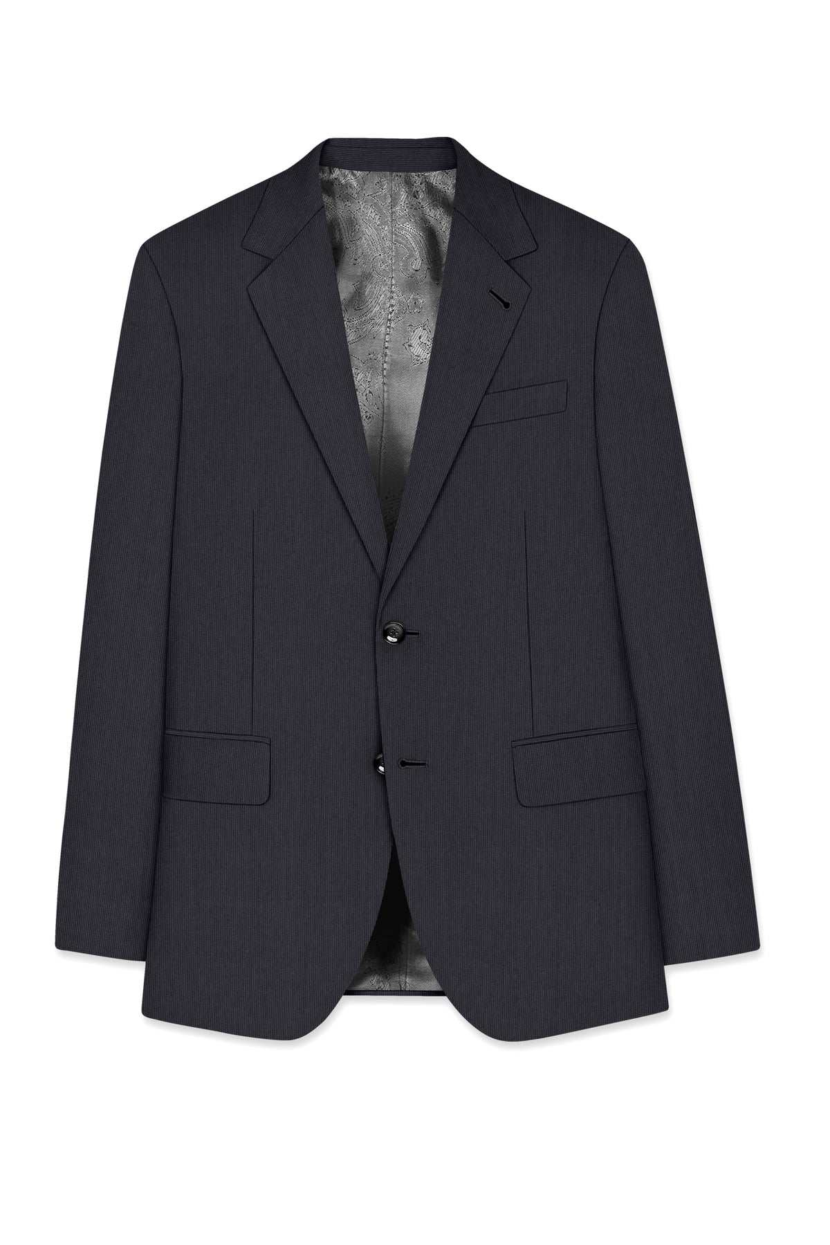 Axton-Baltic Sea Gray Diamond Textured Wool Rich Slight Stretch Single Breasted Suit