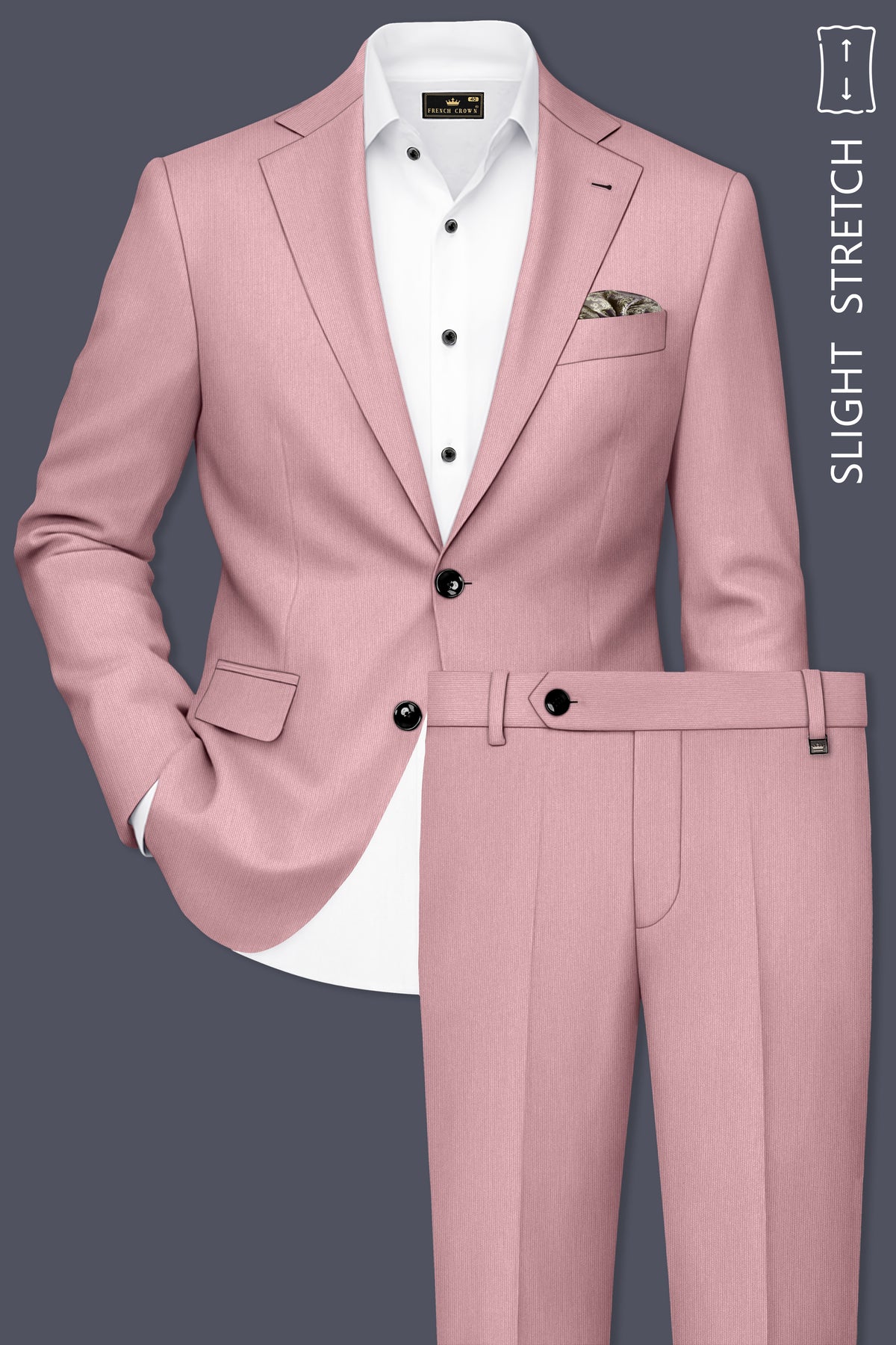 Isadora-Careys Pink Diamond Textured Wool Rich Slight Stretch Single Breasted Suit