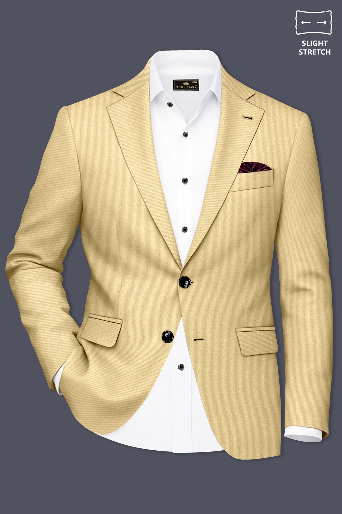 Dorian-Pavlova Cream Diamond Textured Wool Rich Slight Stretch Single Breasted Suit