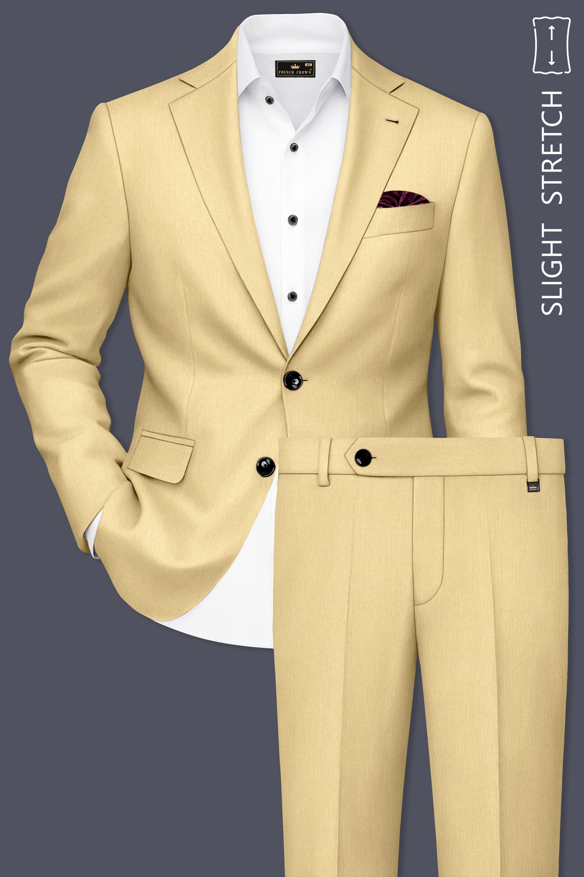 Dorian-Pavlova Cream Diamond Textured Wool Rich Slight Stretch Single Breasted Suit