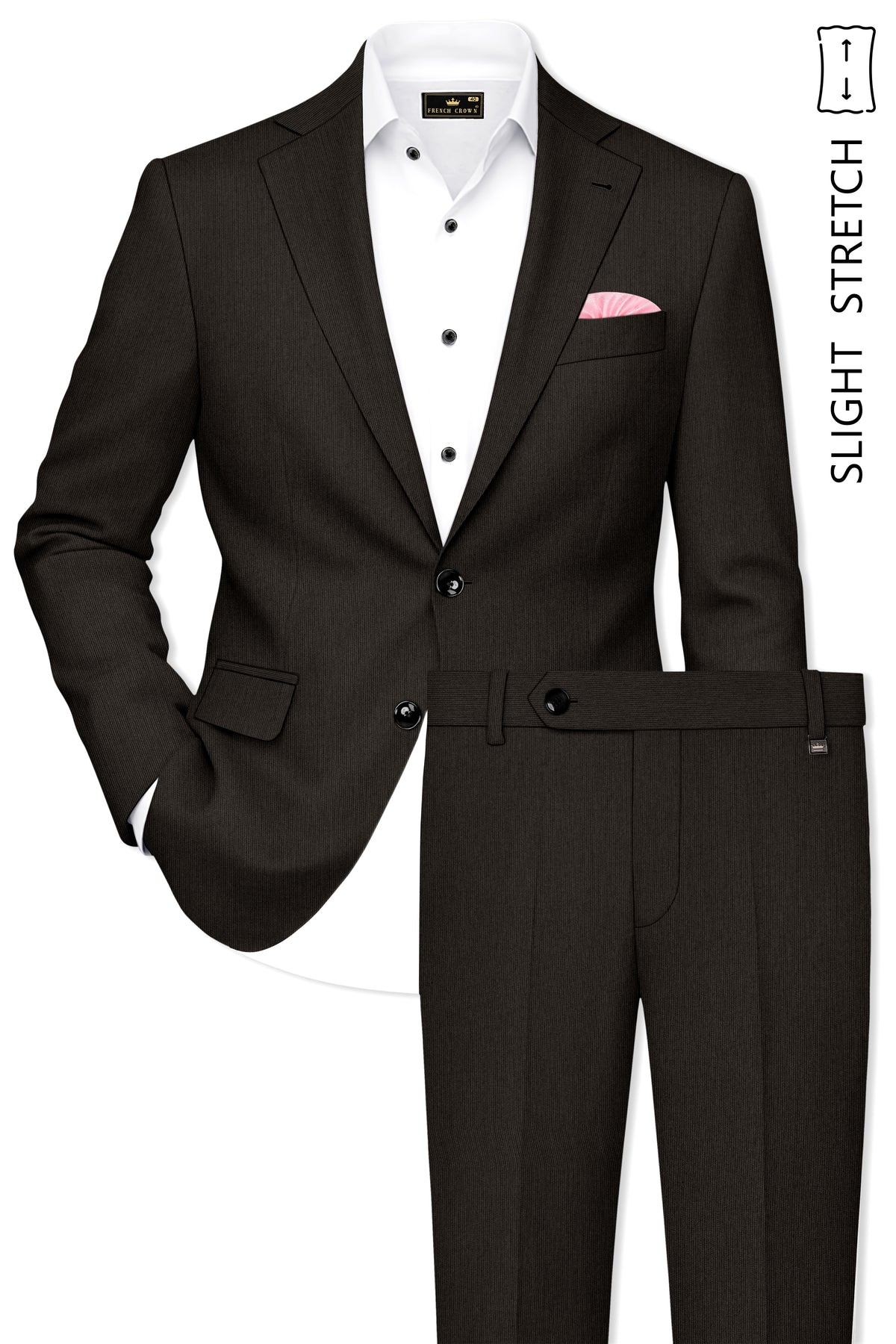 Grayson-Zeus Brown Diamond Textured Wool Rich Slight Stretch Single Breasted Suit