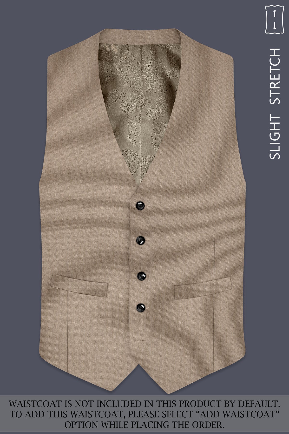 Terran-Sandrift Brown Diamond Textured Wool Rich Slight Stretch Single Breasted Suit
