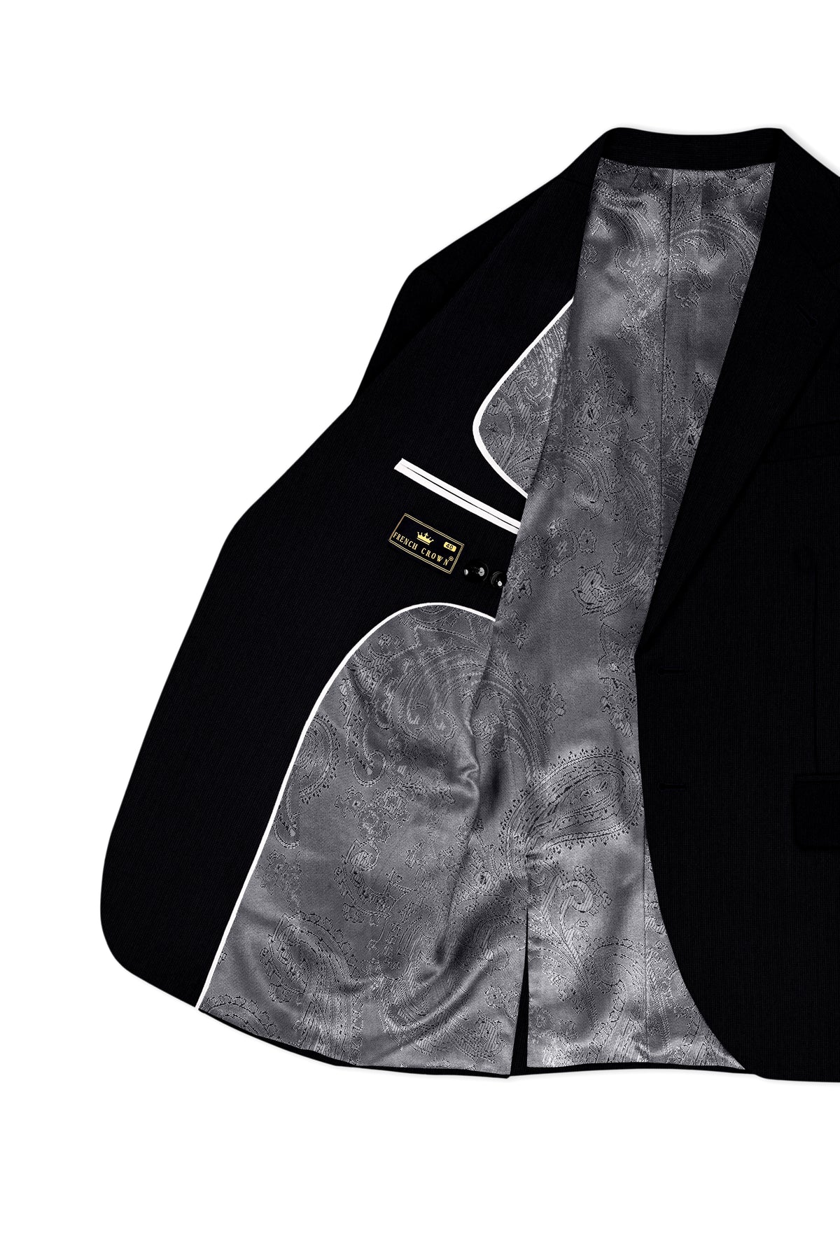 Onyx-Jade Black Diamond Textured Wool Rich Slight Stretch Single Breasted Suit