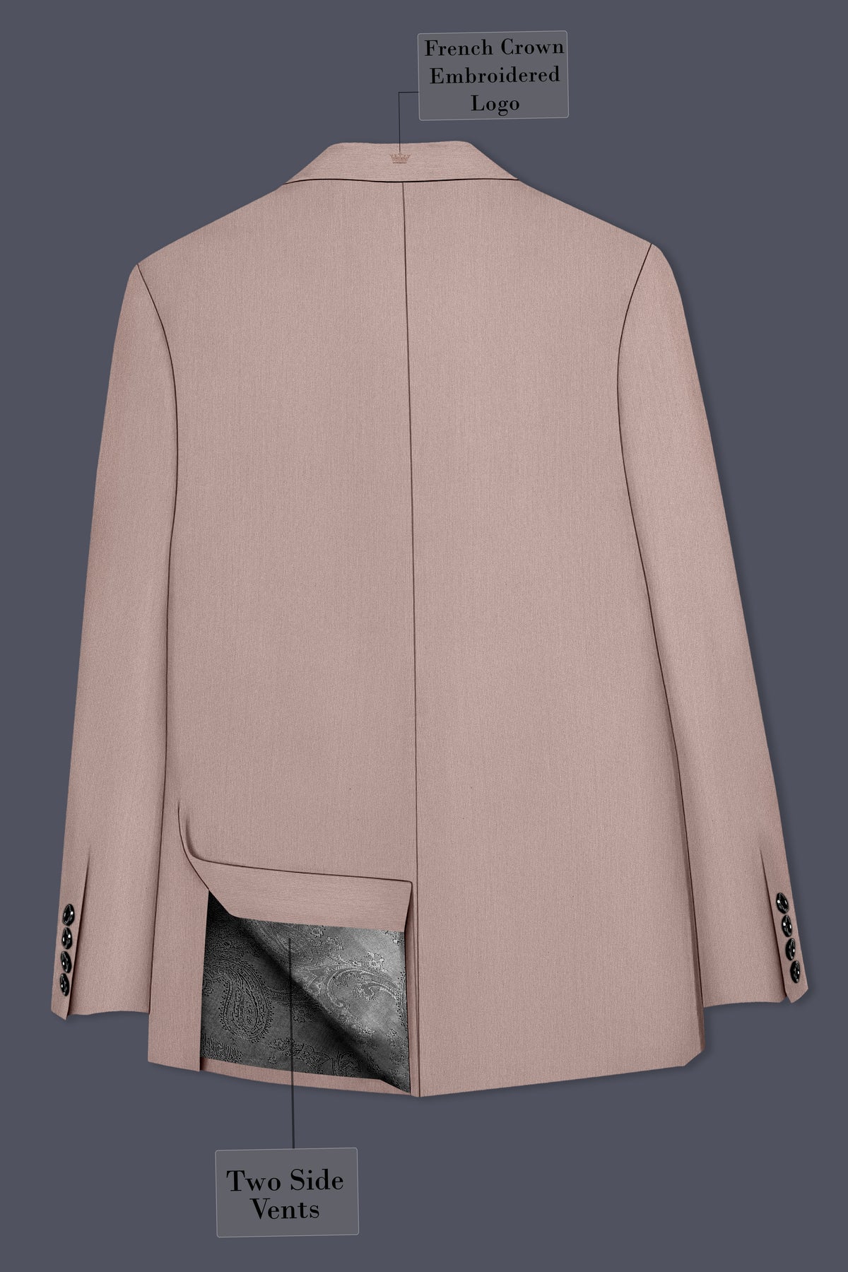 Amelio-Nomad Peach Diamond Textured Wool Rich Slight Stretch Single Breasted Suit