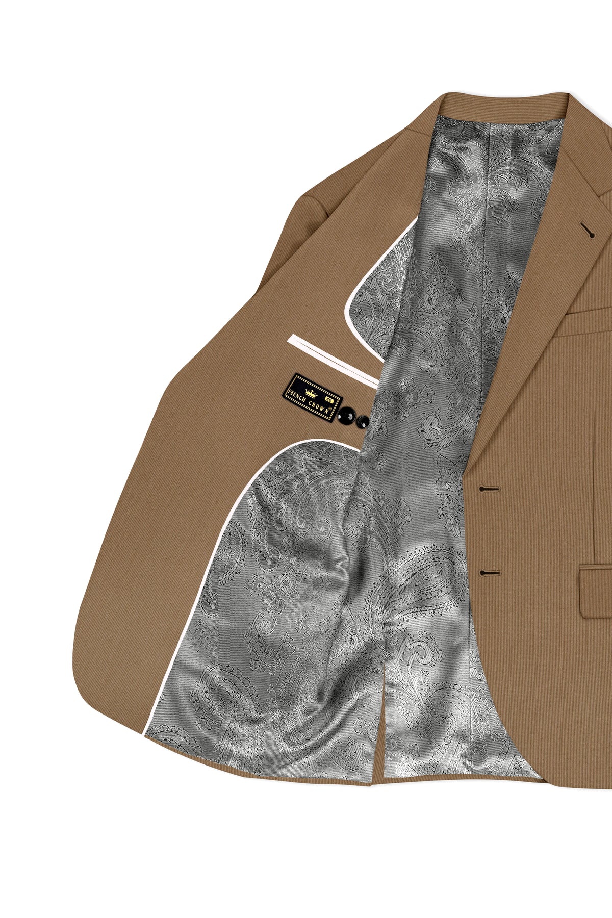 Weston-Millbrook Brown Diamond Textured Wool Rich Slight Stretch Single Breasted Suit