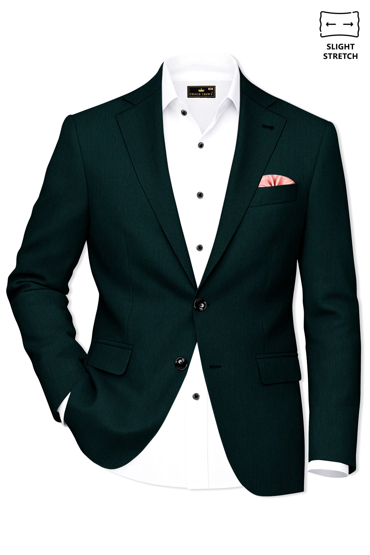 Viridian-Burnham Green Diamond Textured Wool Rich Slight Stretch Single Breasted Suit