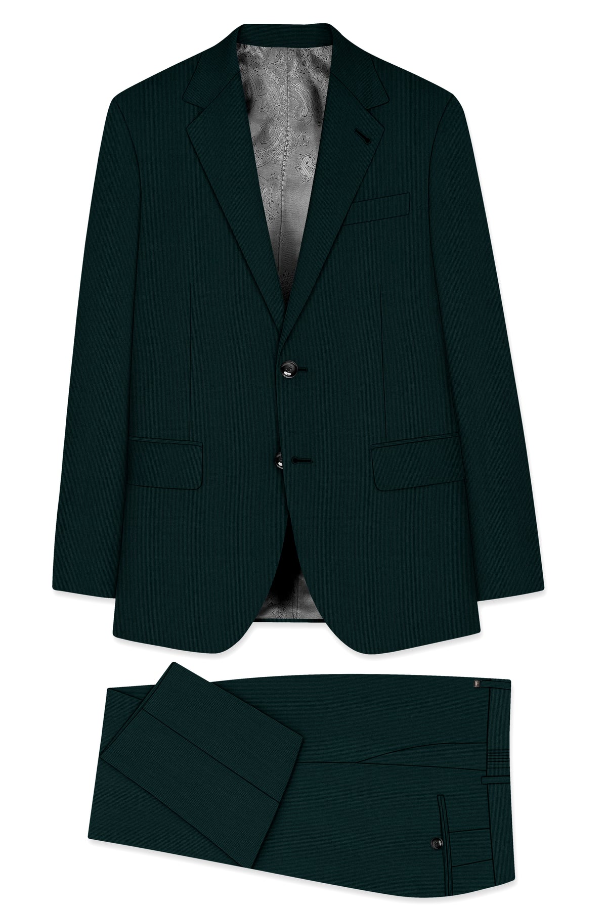 Viridian-Burnham Green Diamond Textured Wool Rich Slight Stretch Single Breasted Suit