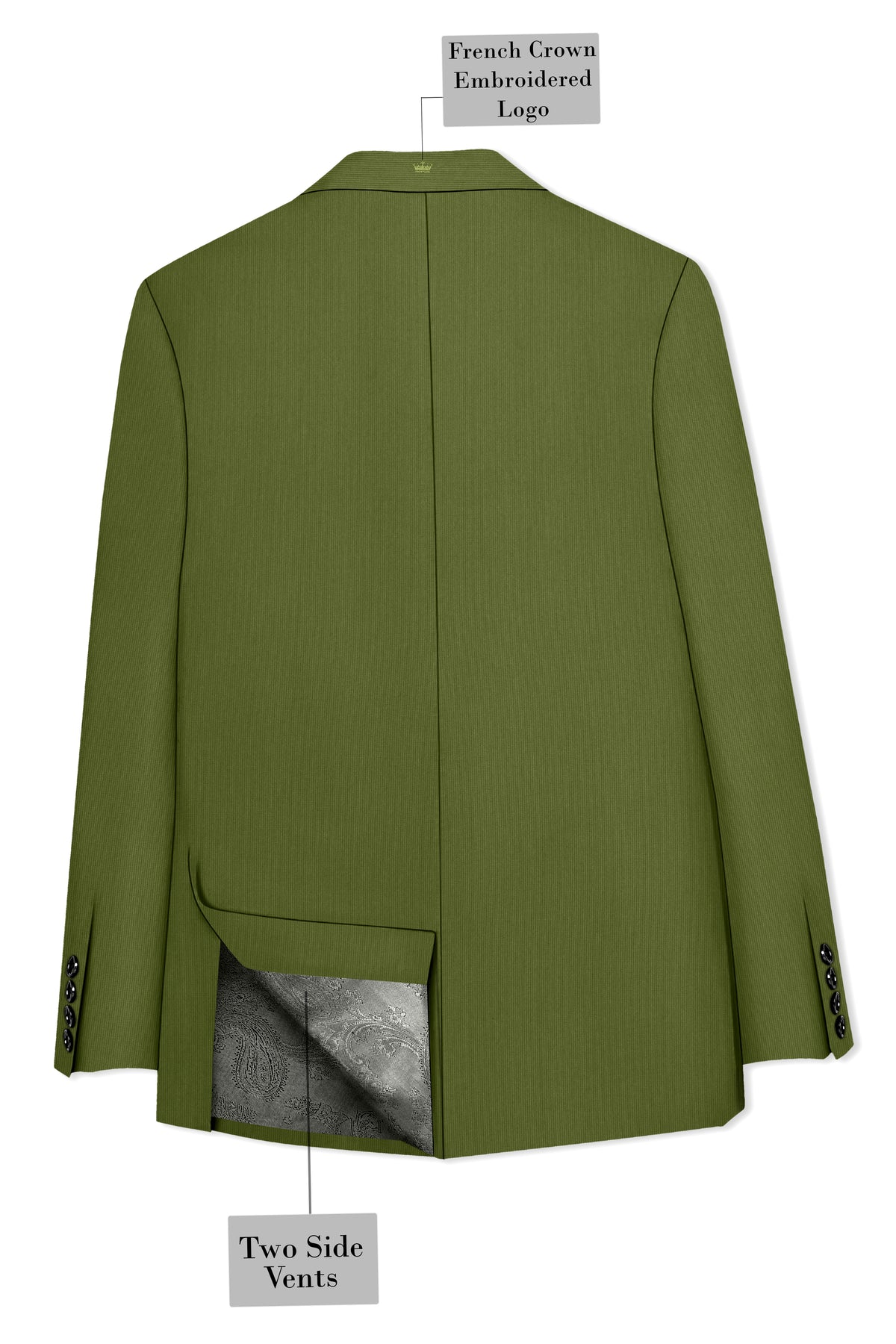 Hunter-Muddy Green Diamond Textured Wool Rich Slight Stretch Double Breasted Suit