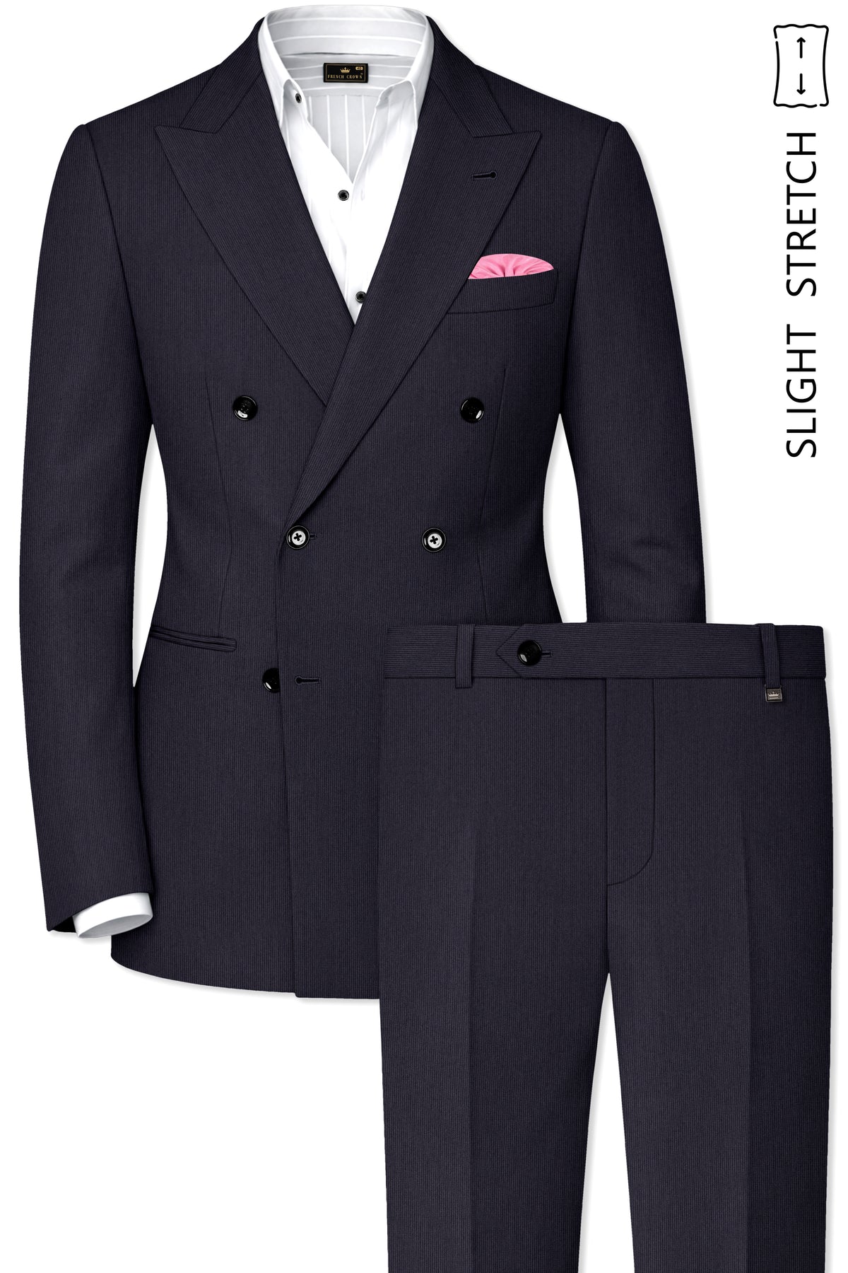 Aurelio-Charade Gray Diamond Textured Wool Rich Slight Stretch Double Breasted Suit