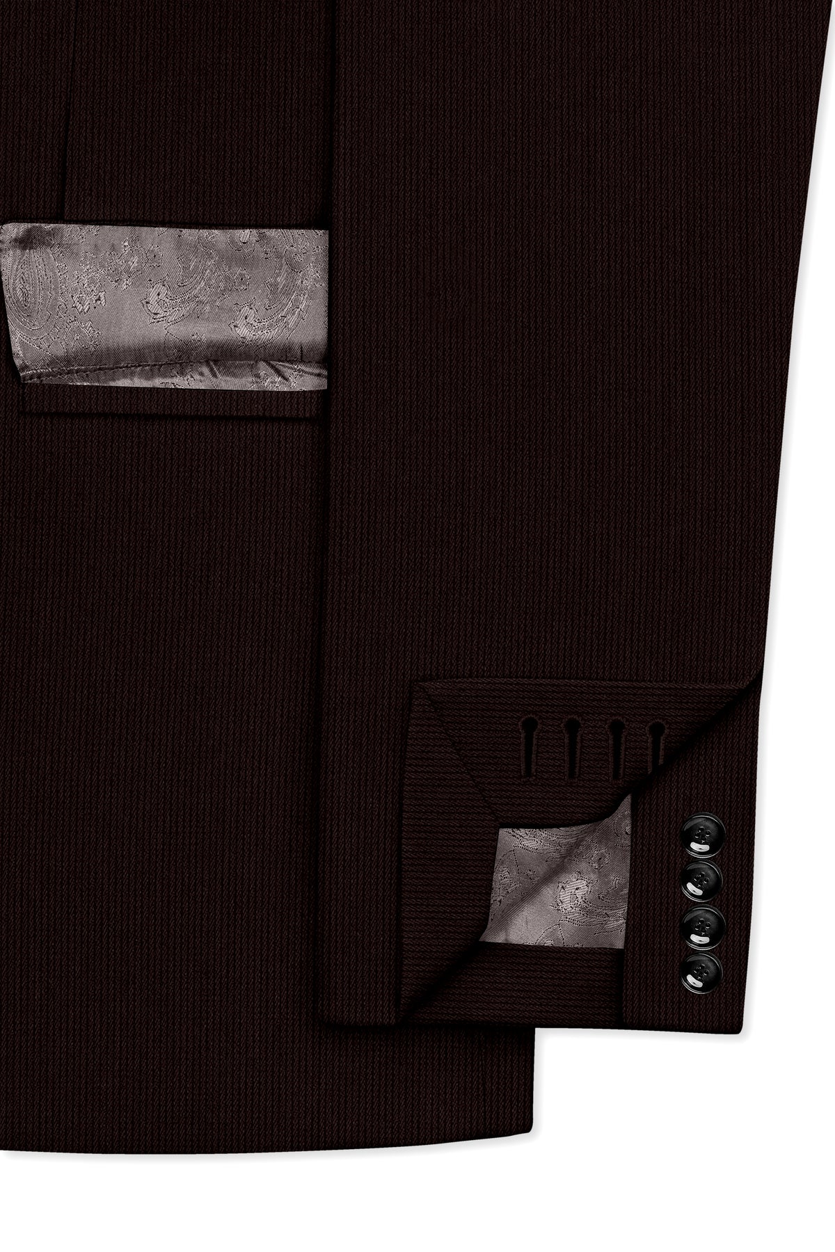 Terrano-Creole Brown Diamond Textured Wool Rich Slight Stretch Double Breasted Suit