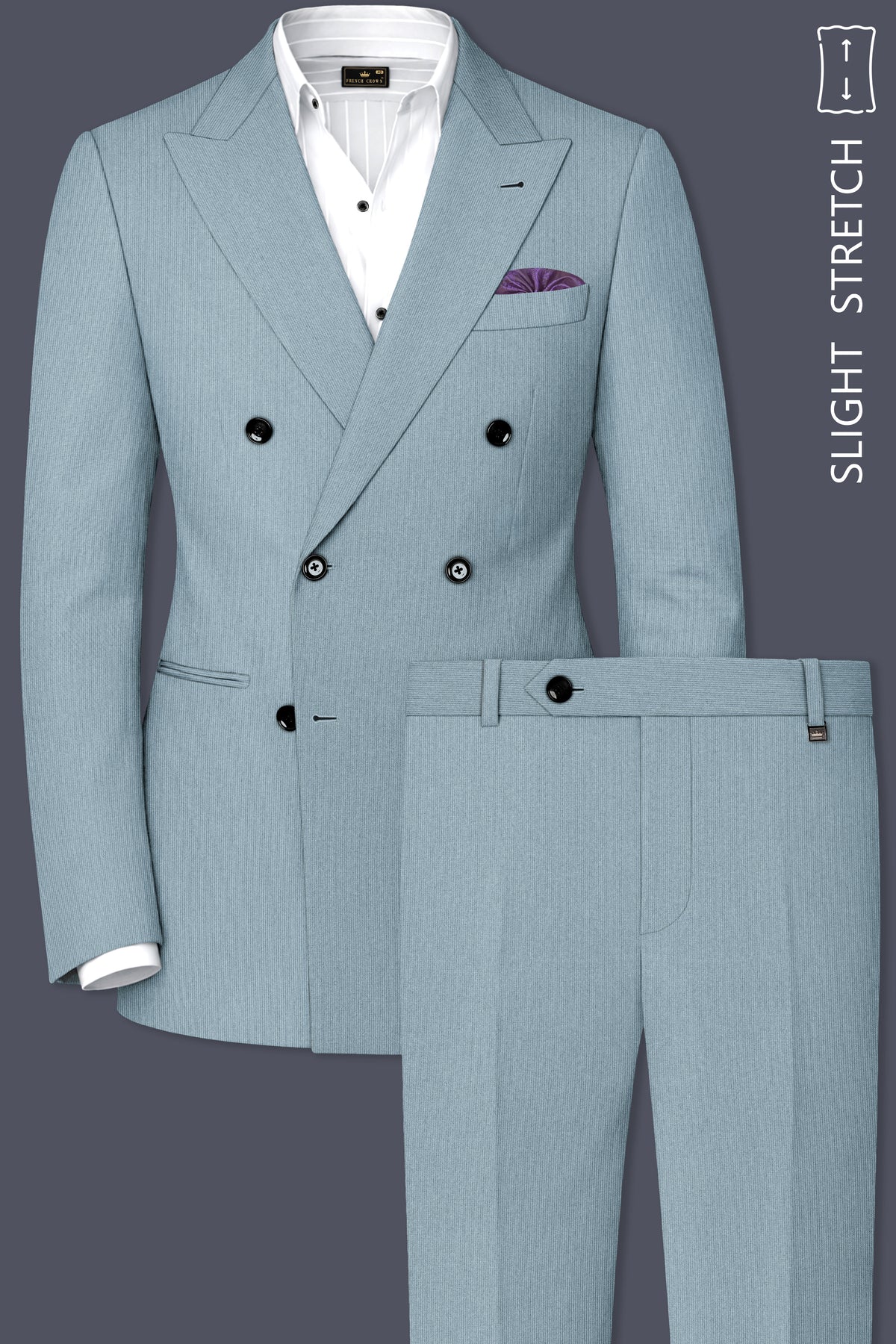 Sterling-Cadet Gray Diamond Textured Wool Rich Slight Stretch Double Breasted Suit