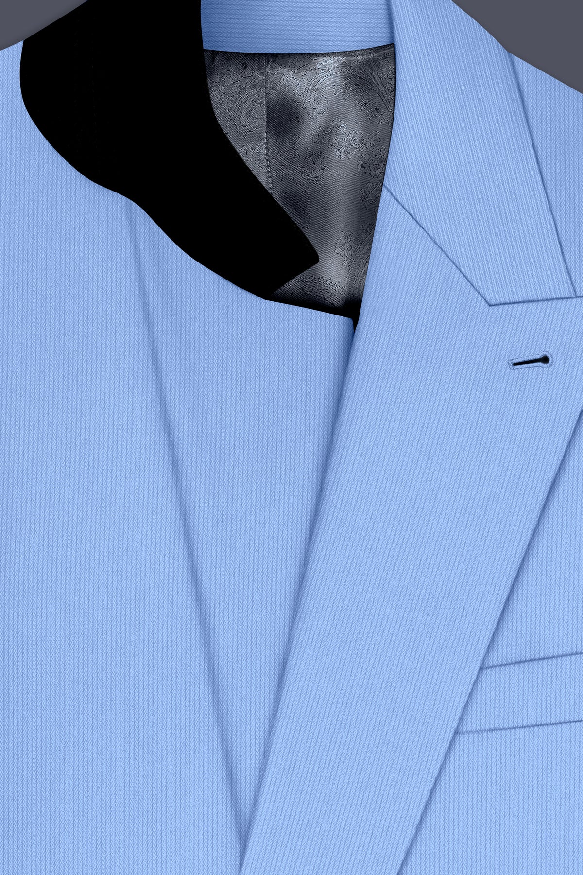 Cobalt-Jordy Blue Diamond Textured Wool Rich Slight Stretch Double Breasted Suit