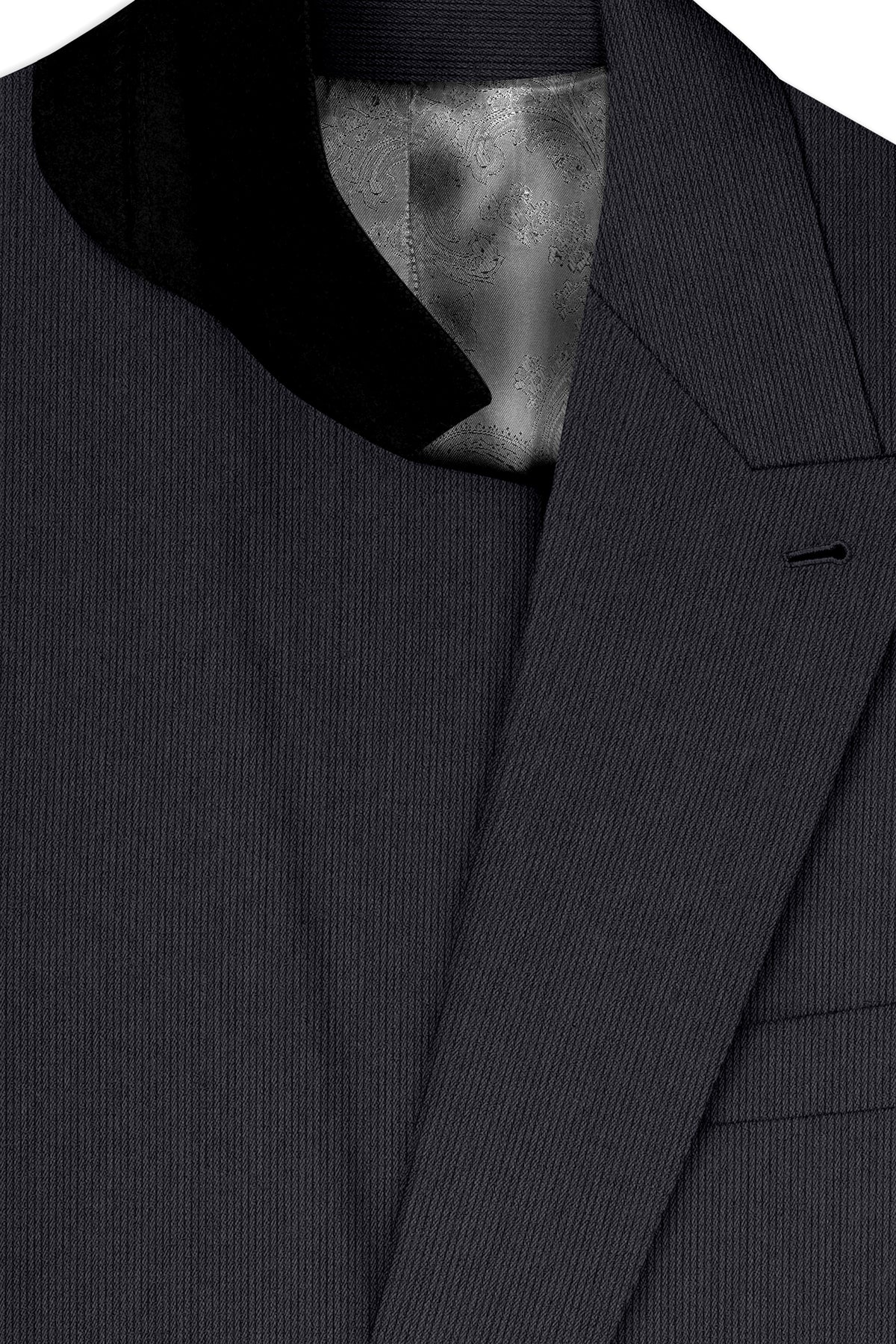 Axton-Baltic Sea Gray Diamond Textured Wool Rich Slight Stretch Double Breasted Suit