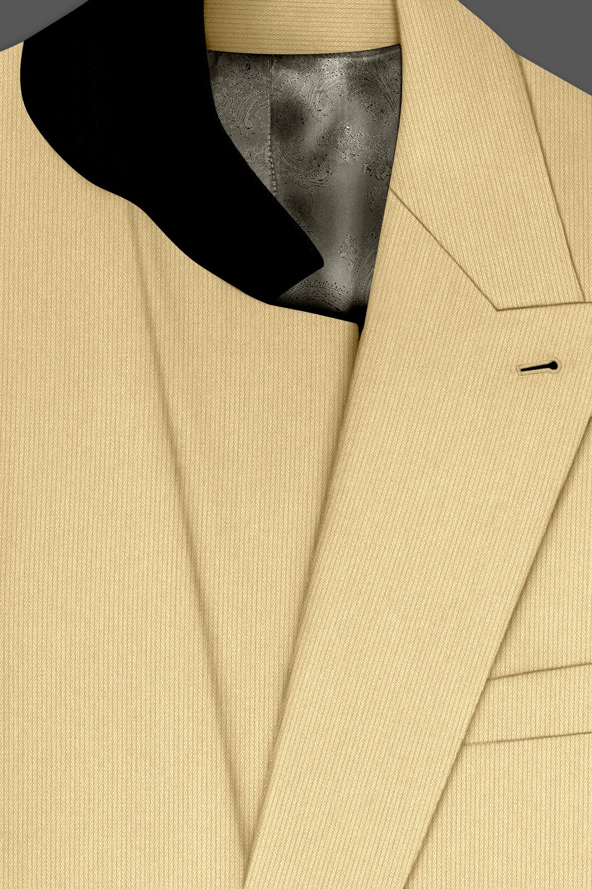 Dorian-Pavlova Cream Diamond Textured Wool Rich Slight Stretch Double Breasted Suit