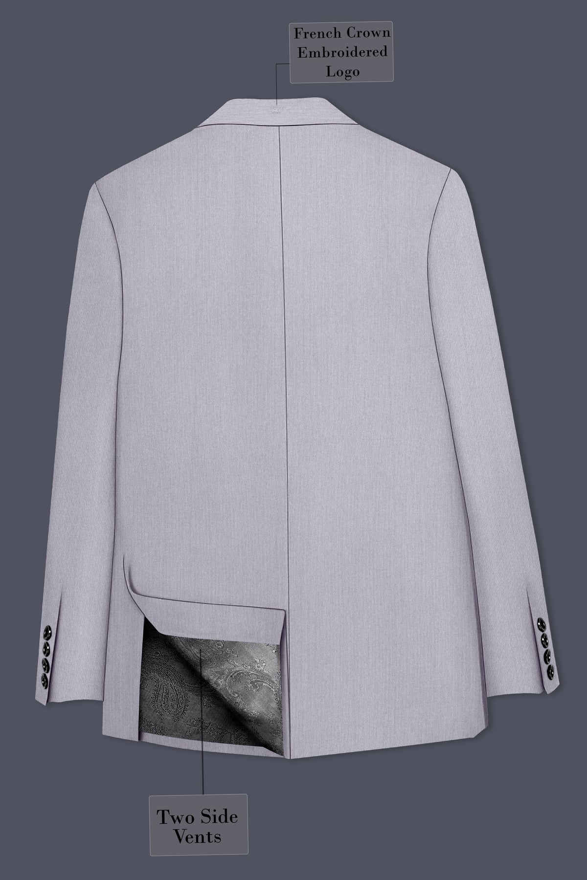 Virelli-Suva Gray Diamond Textured Wool Rich Slight Stretch Double Breasted Suit