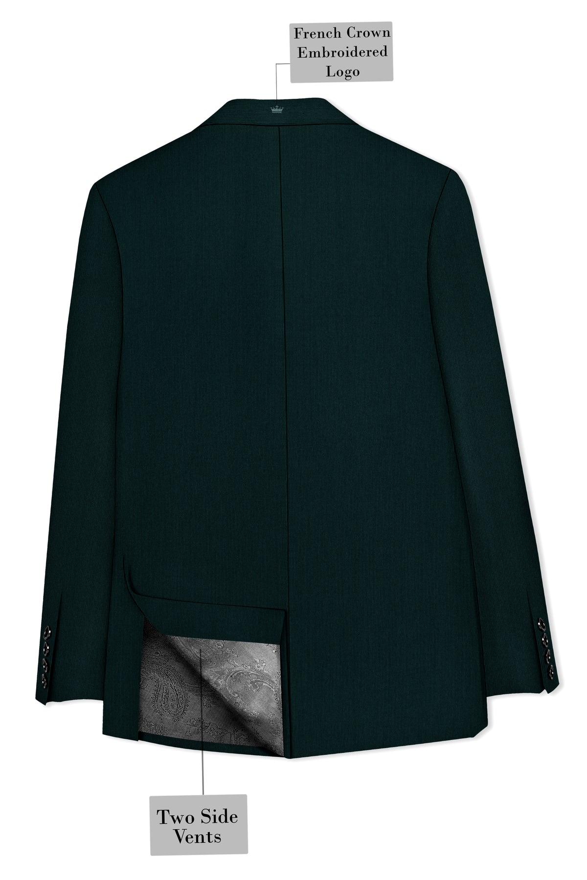 Viridian-Burnham Green Diamond Textured Wool Rich Slight Stretch Double Breasted Suit