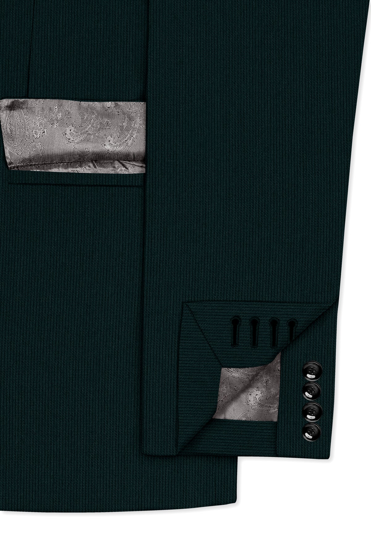 Viridian-Burnham Green Diamond Textured Wool Rich Slight Stretch Double Breasted Suit
