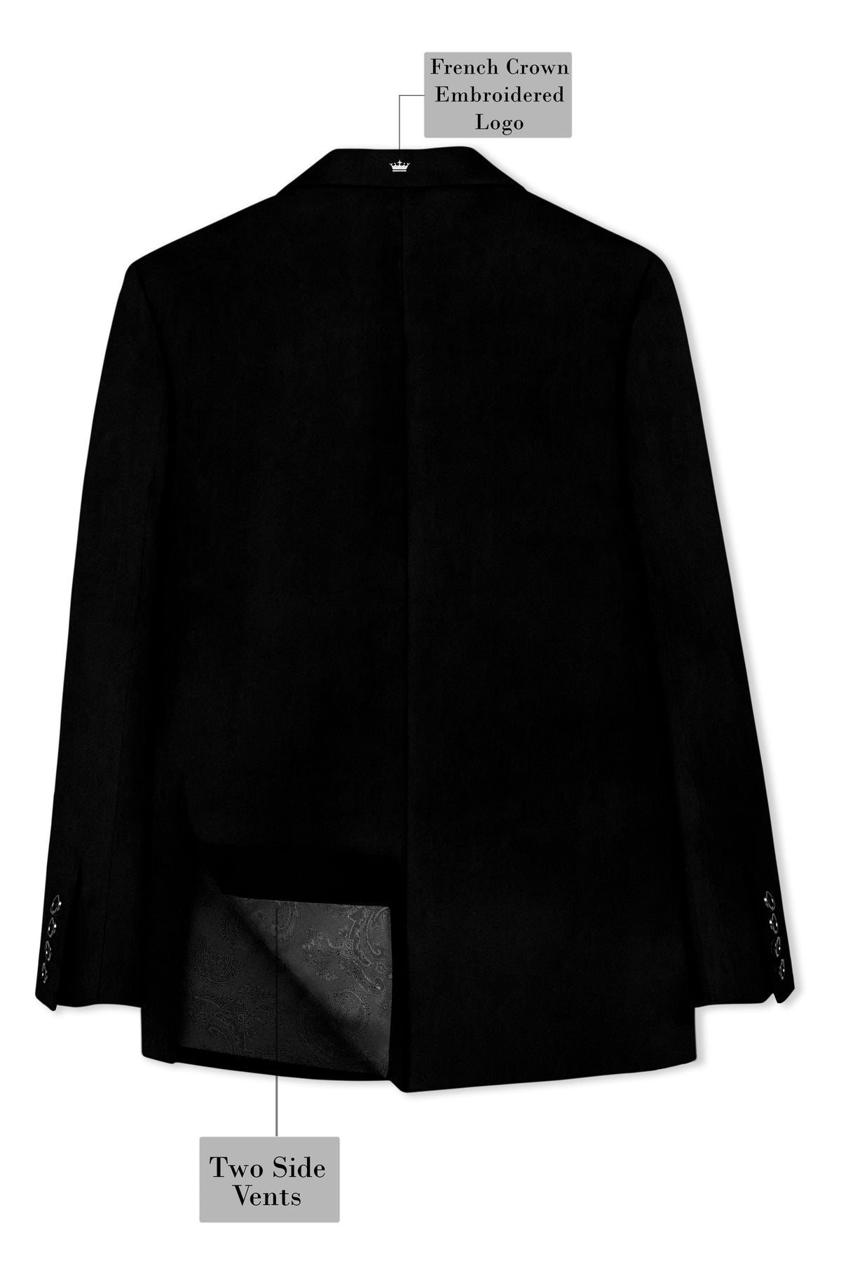 Aurelius-Jade Black Velvet Peak Lapel Tuxedo Suit
