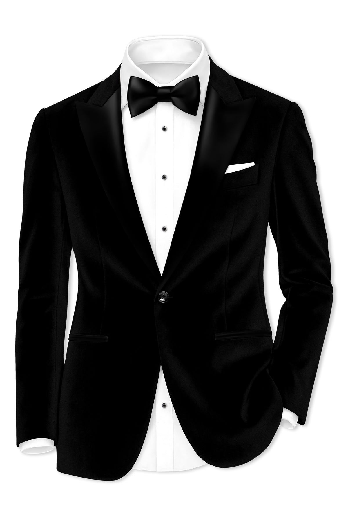 Aurelius-Jade Black Velvet Peak Lapel Tuxedo Suit