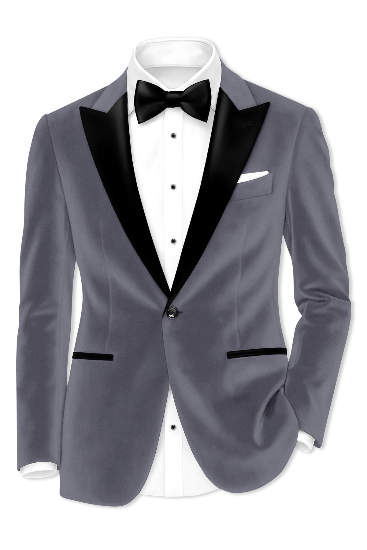 Velluto-Tuna Gray Velvet Peak Lapel Tuxedo Suit