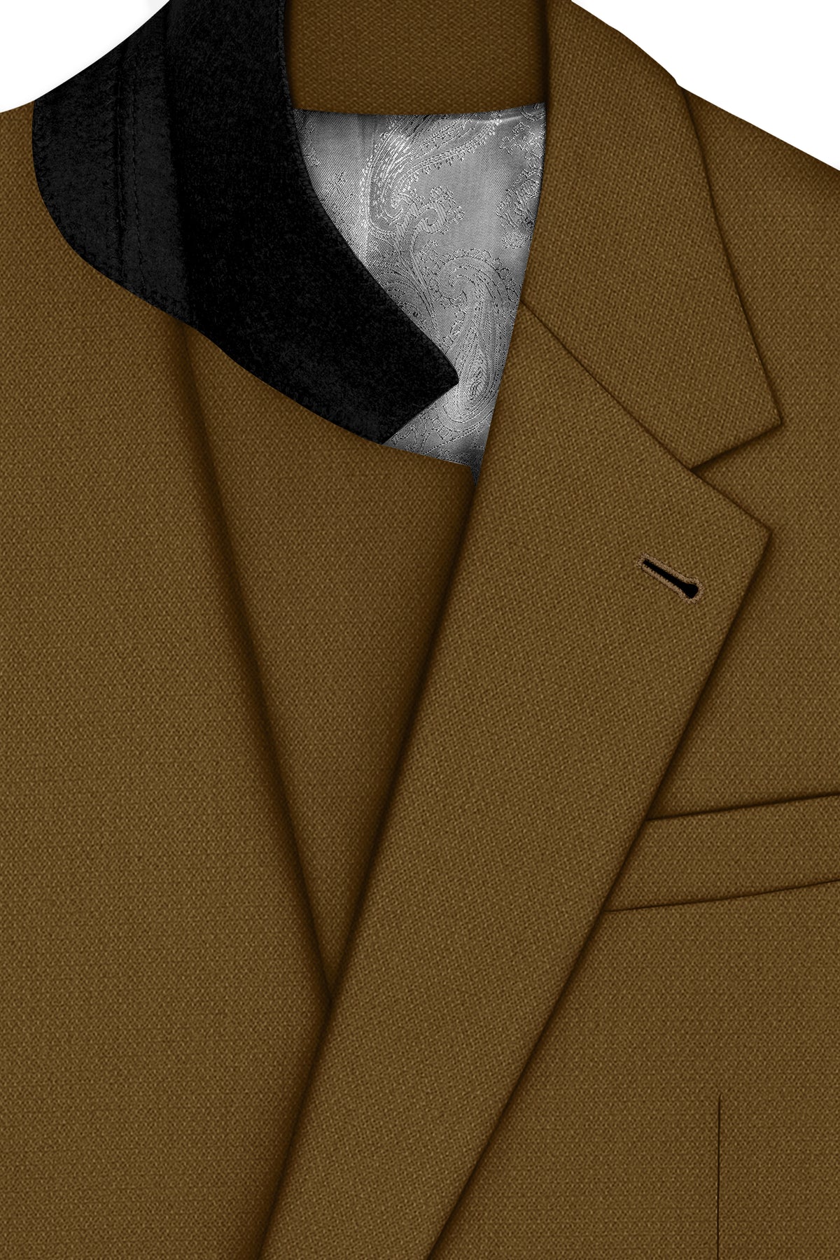 Sartoro-Otter Brown Diamond Textured Wool Rich Slight Stretch Single Breasted Suit
