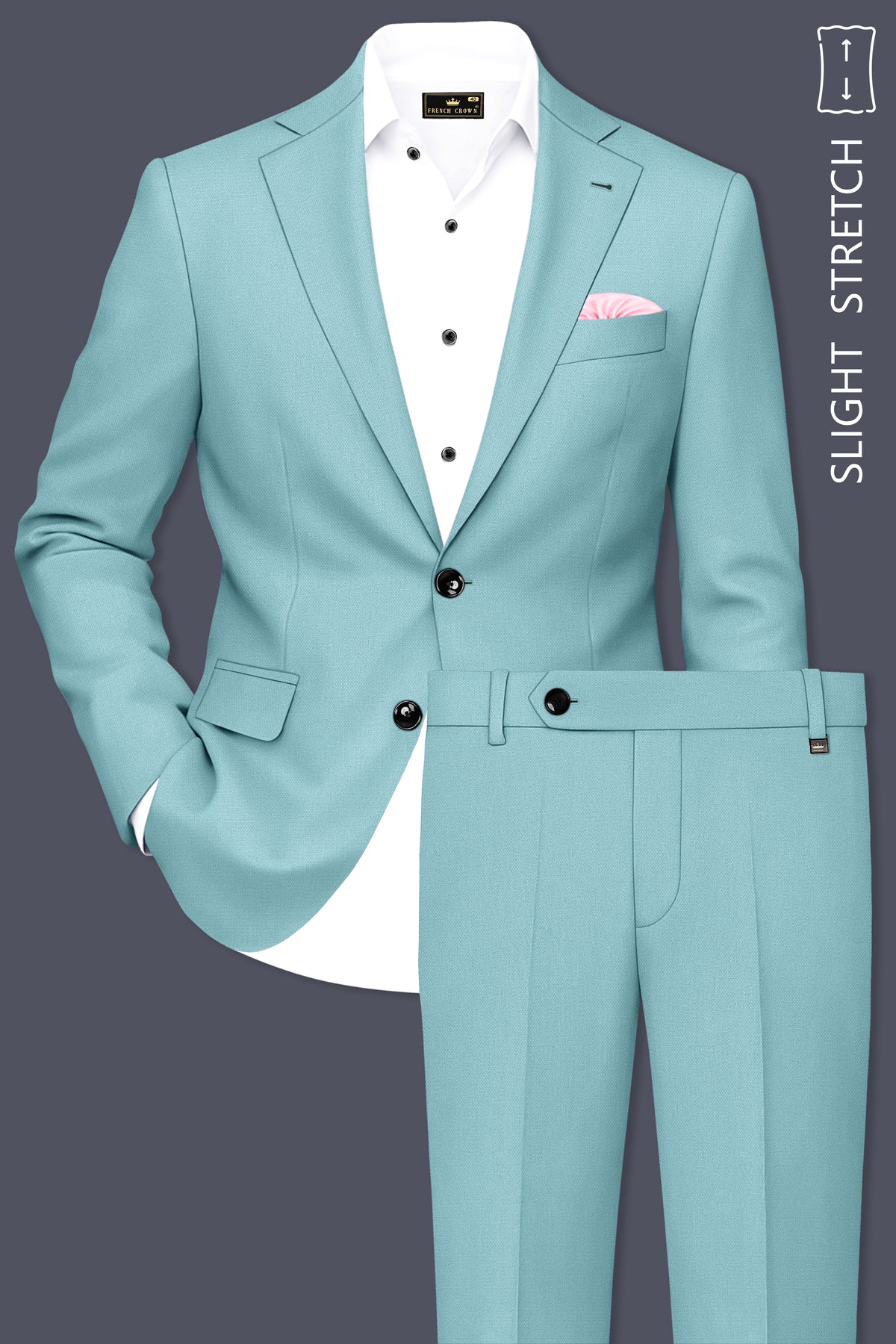 Eclipse-Hosta Blue Diamond Textured Wool Rich Slight Stretch Single Breasted Suit