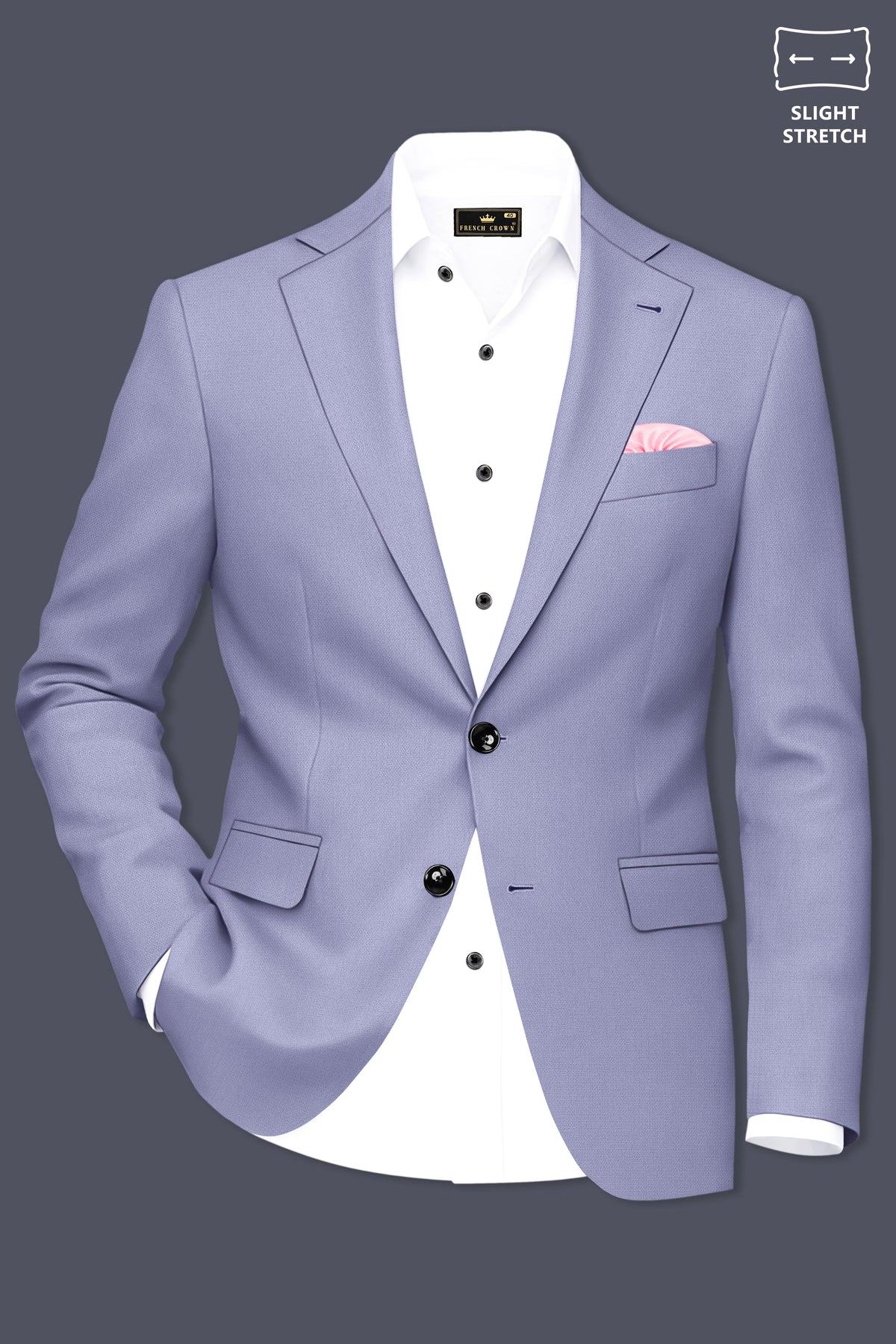 Royale-Chatelle Purple Diamond Textured Wool Rich Slight Stretch Single Breasted Suit