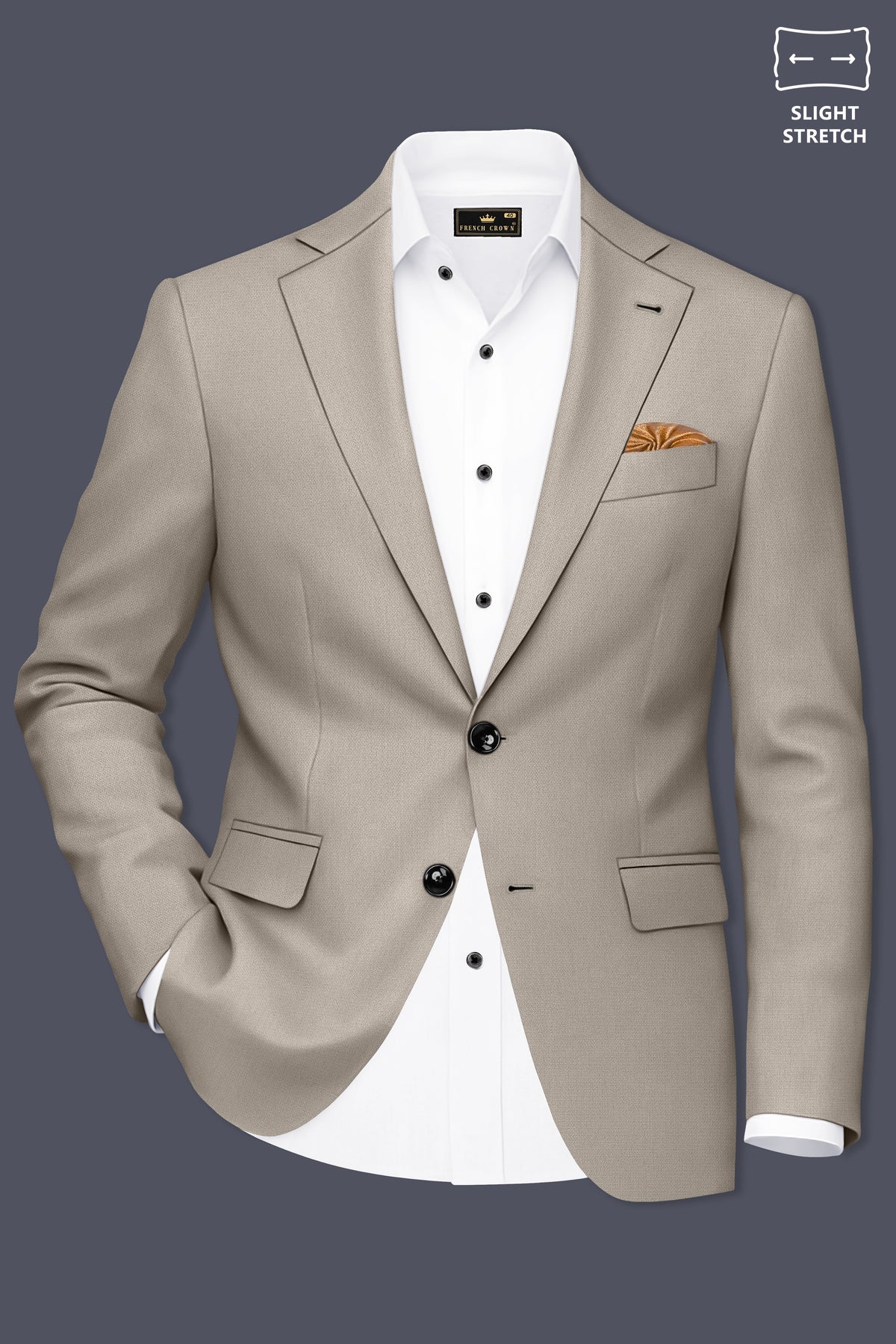 Mavren-Taupe Brown Diamond Textured Wool Rich Slight Stretch Single Breasted Suit