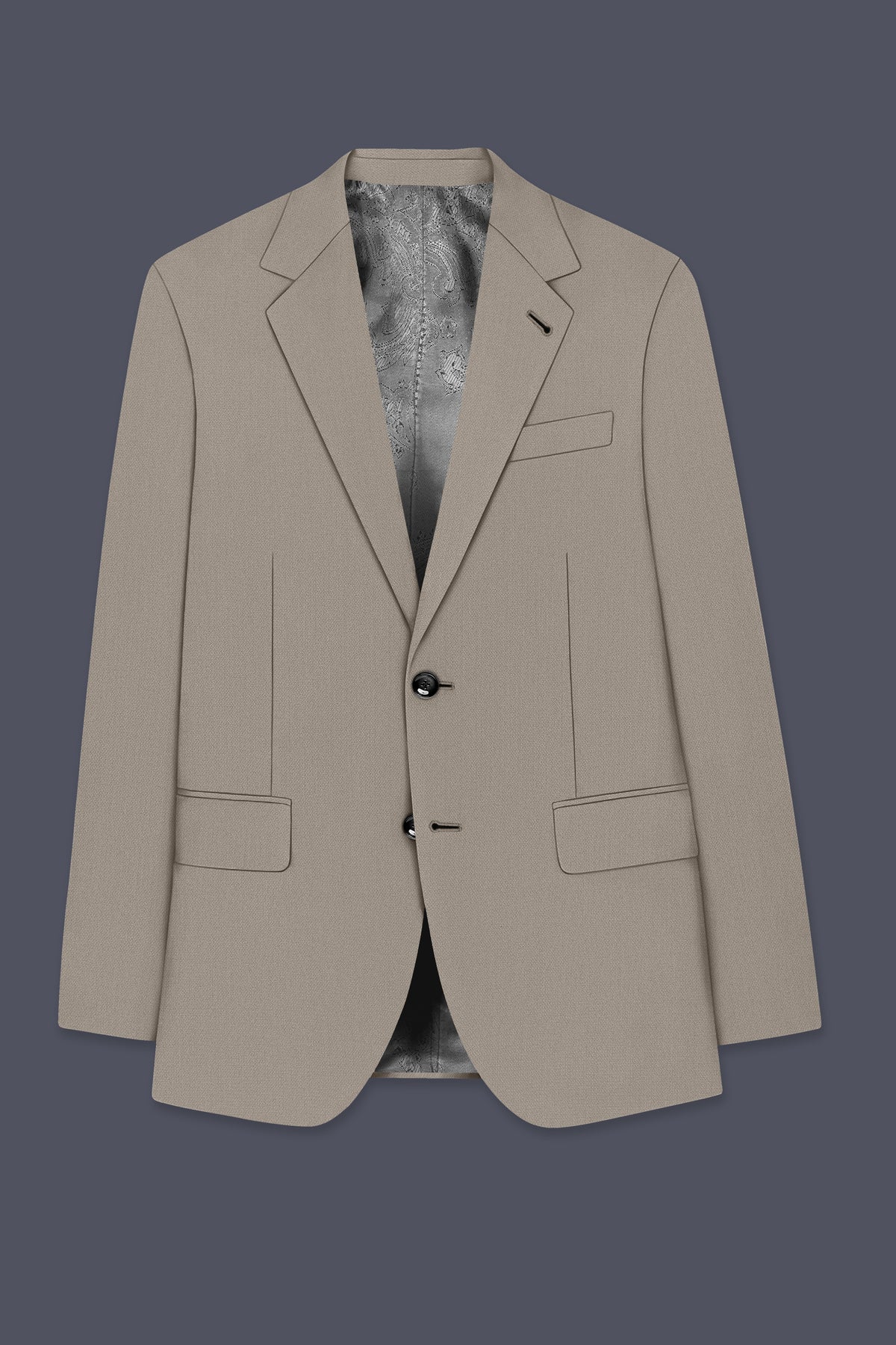 Mavren-Taupe Brown Diamond Textured Wool Rich Slight Stretch Single Breasted Suit