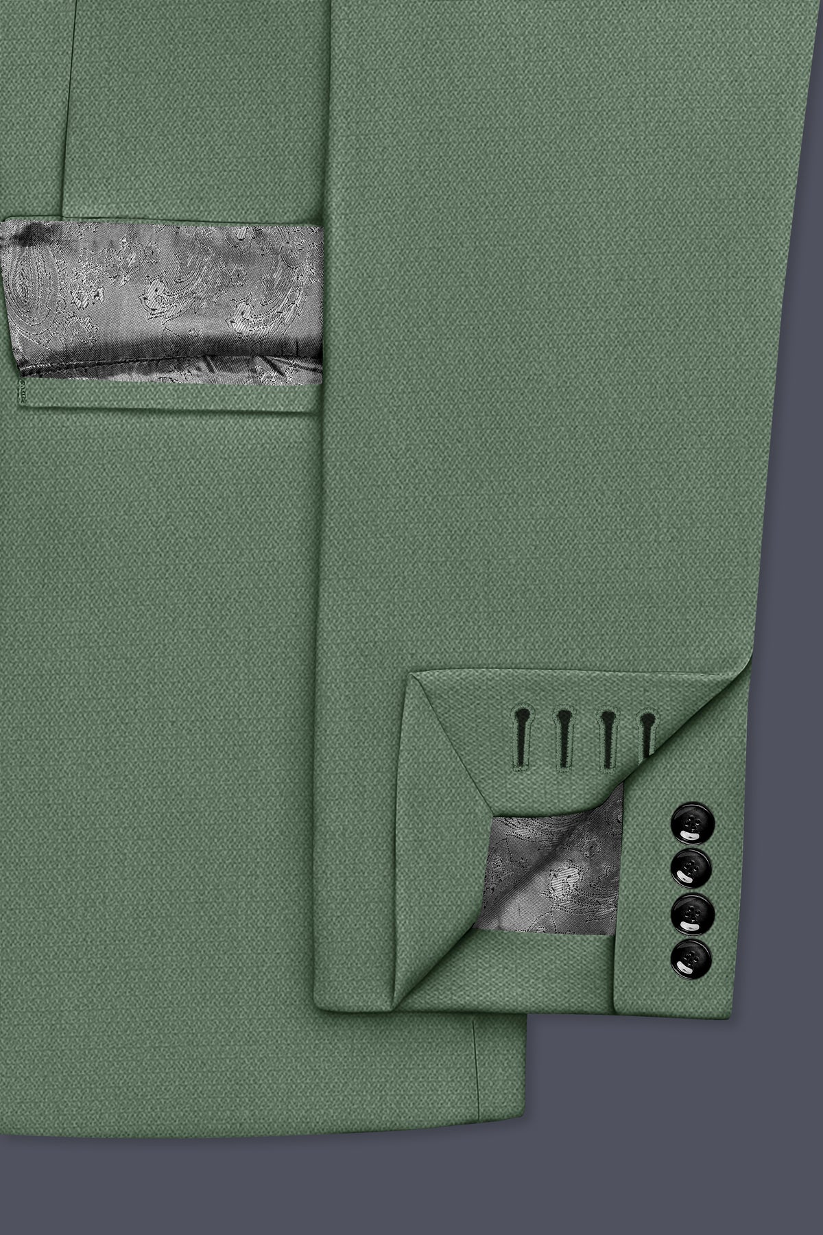 Avon-Glade Green Diamond Textured Wool Rich Slight Stretch Single Breasted Suit