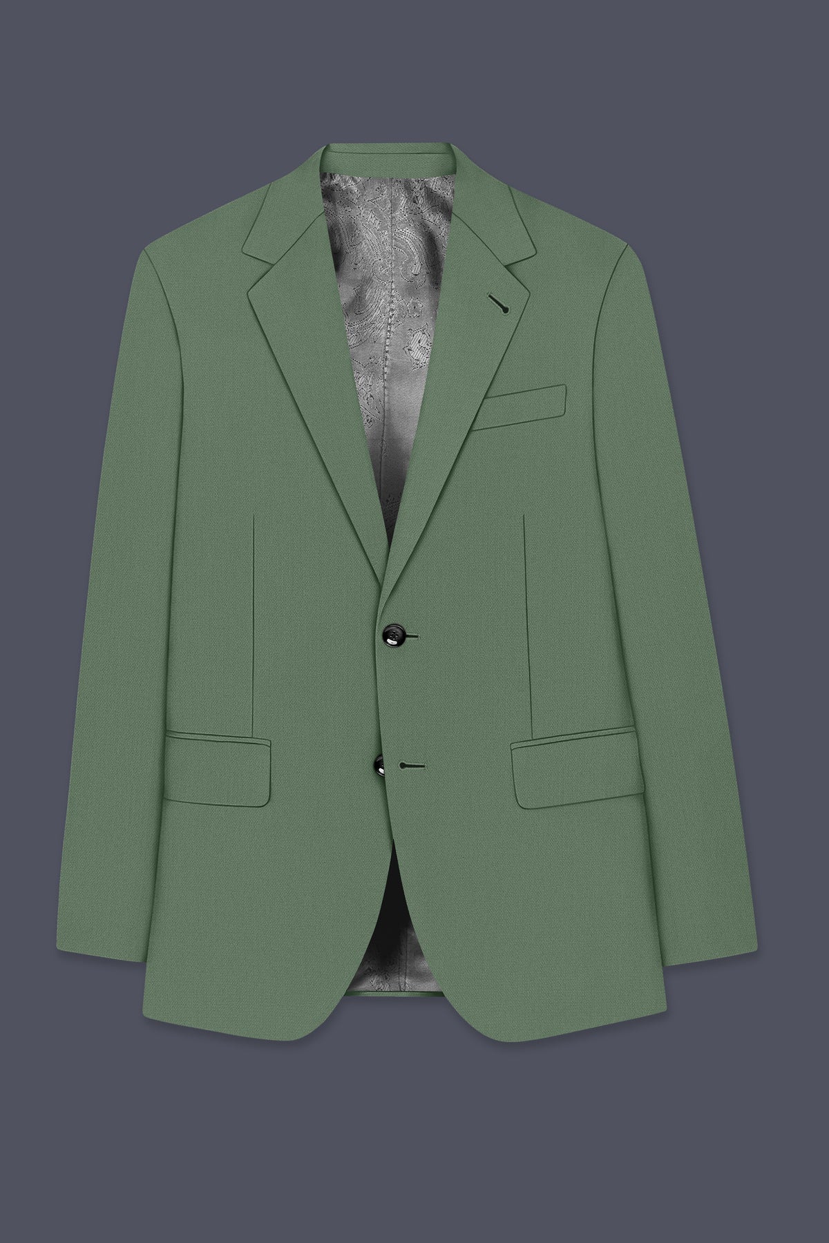 Avon-Glade Green Diamond Textured Wool Rich Slight Stretch Single Breasted Suit
