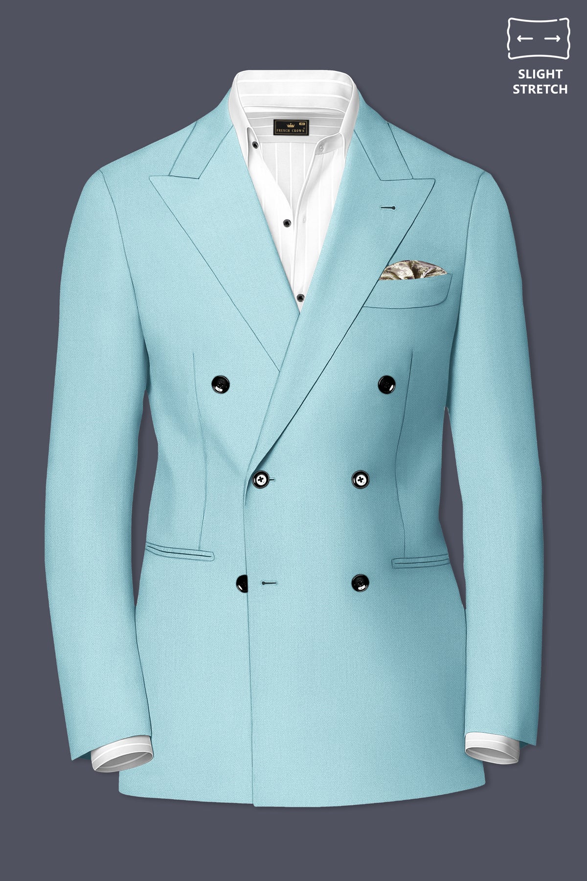 Eclipse-Hosta Blue Diamond Textured Wool Rich Slight Stretch Double Breasted Suit