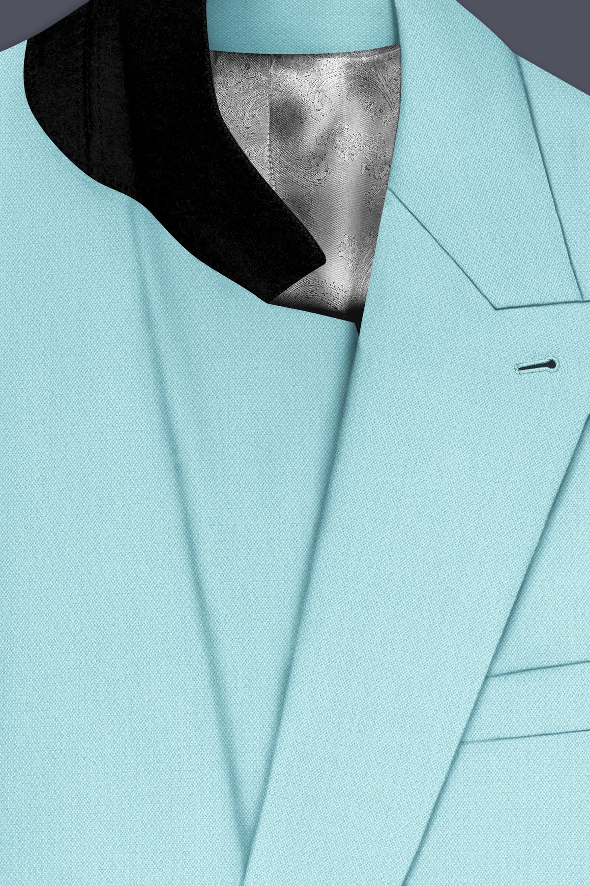 Eclipse-Hosta Blue Diamond Textured Wool Rich Slight Stretch Double Breasted Suit