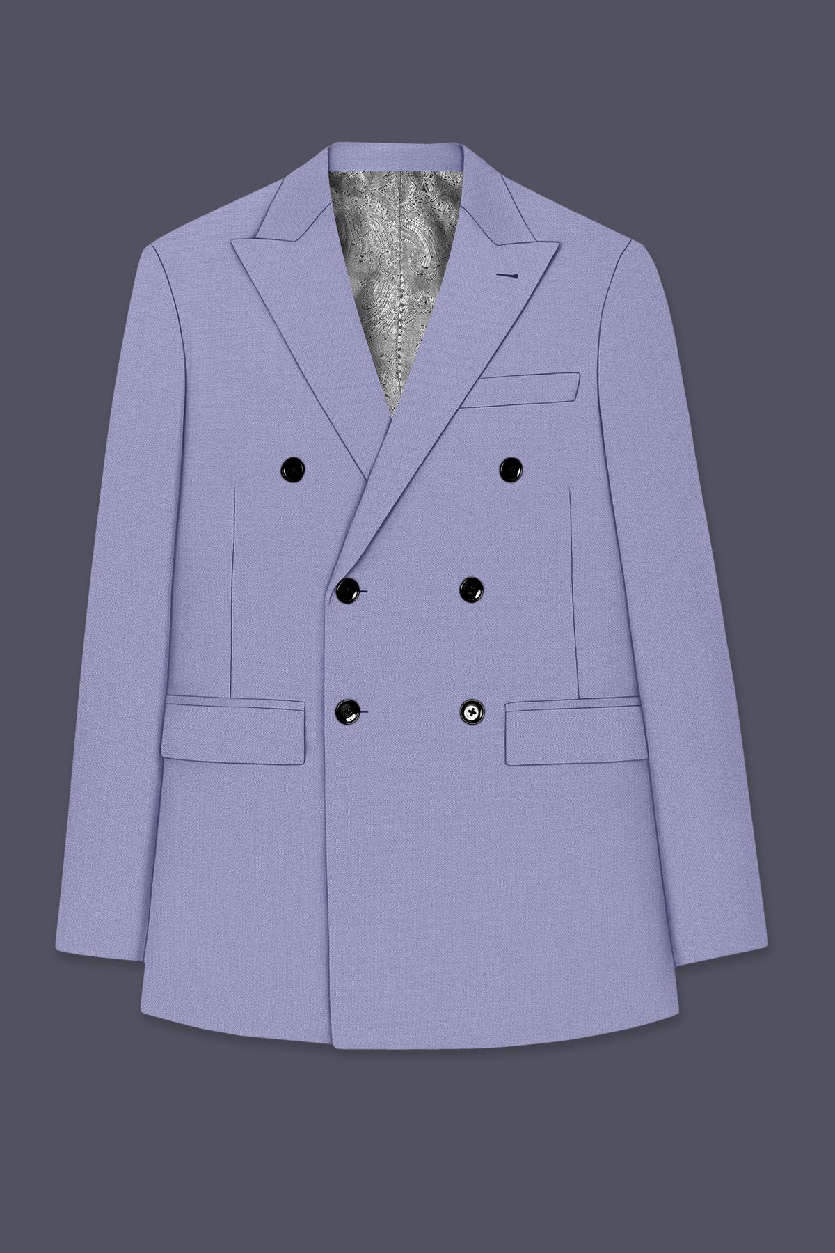 Royale-Chatelle Purple Diamond Textured Wool Rich Slight Stretch Double Breasted Suit