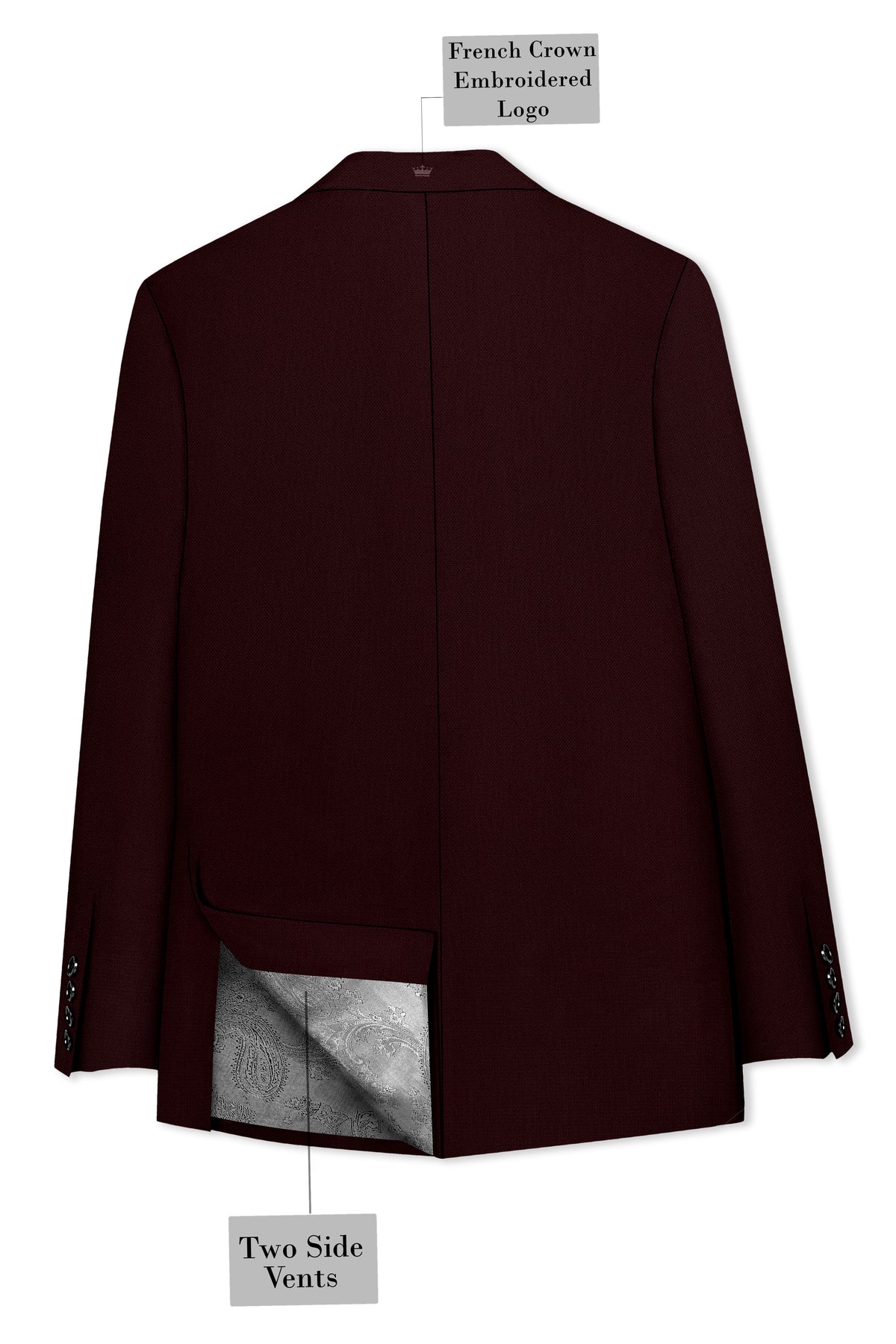 Ardent-Creole Maroon Diamond Textured Wool Rich Slight Stretch Double Breasted Suit